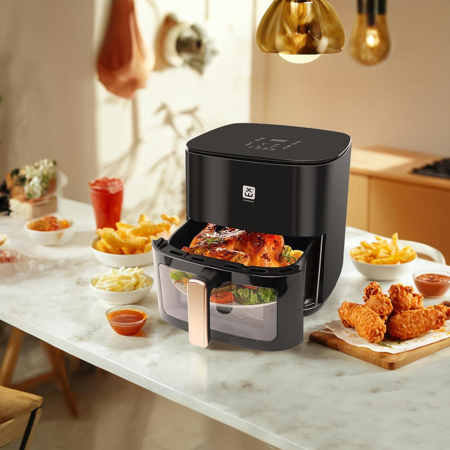imageEXTRASTAR Airfryer 7L friteuse air XXL sans huile avec cran tactile friteuse avec affichage numrique 1800 W mode shake minuterie livre de recettes temprature maximale 200cTYPE3
