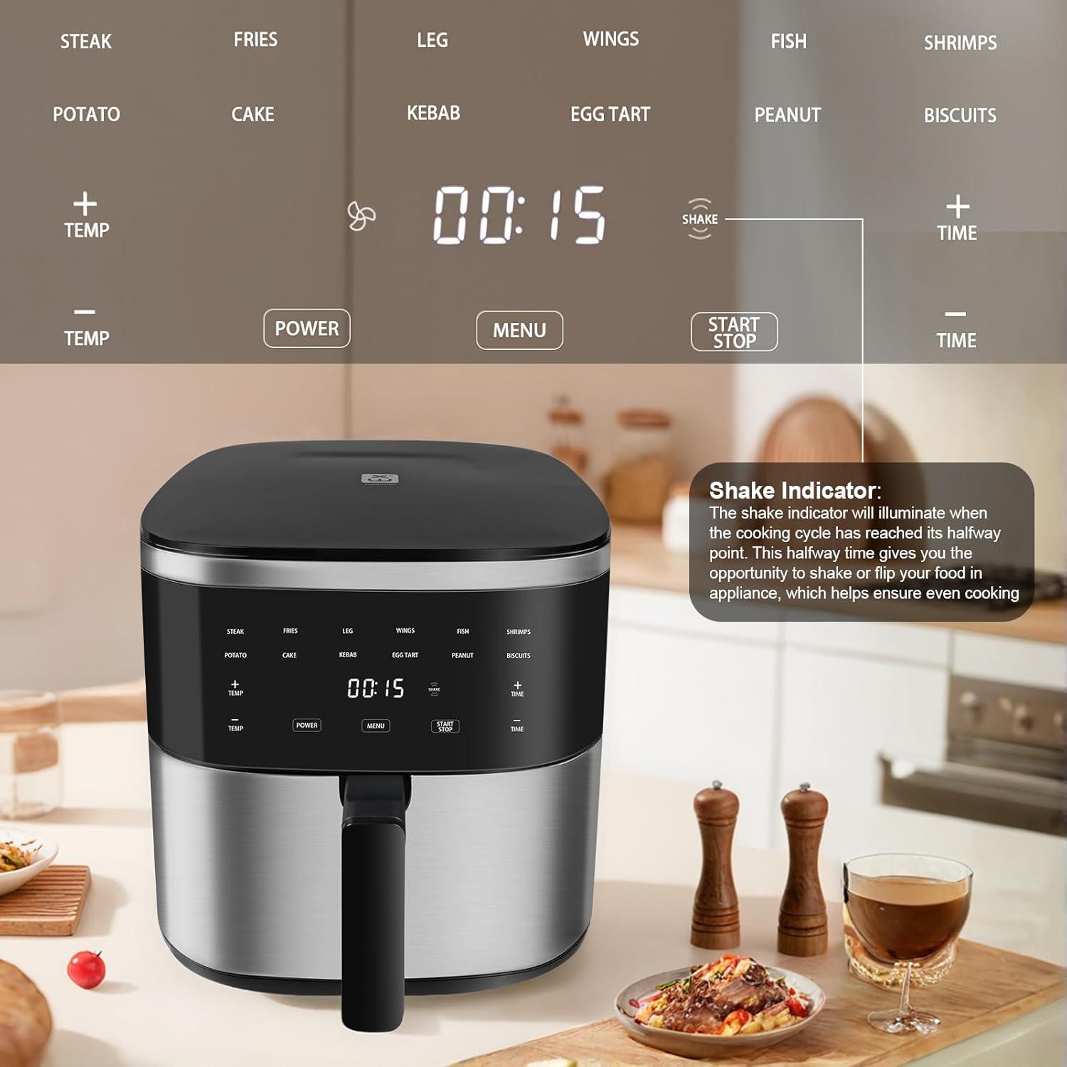 imageEXTRASTAR Airfryer 7L friteuse air XXL sans huile avec cran tactile friteuse avec affichage numrique 1800 W mode shake minuterie livre de recettes temprature maximale 200cTYPE2