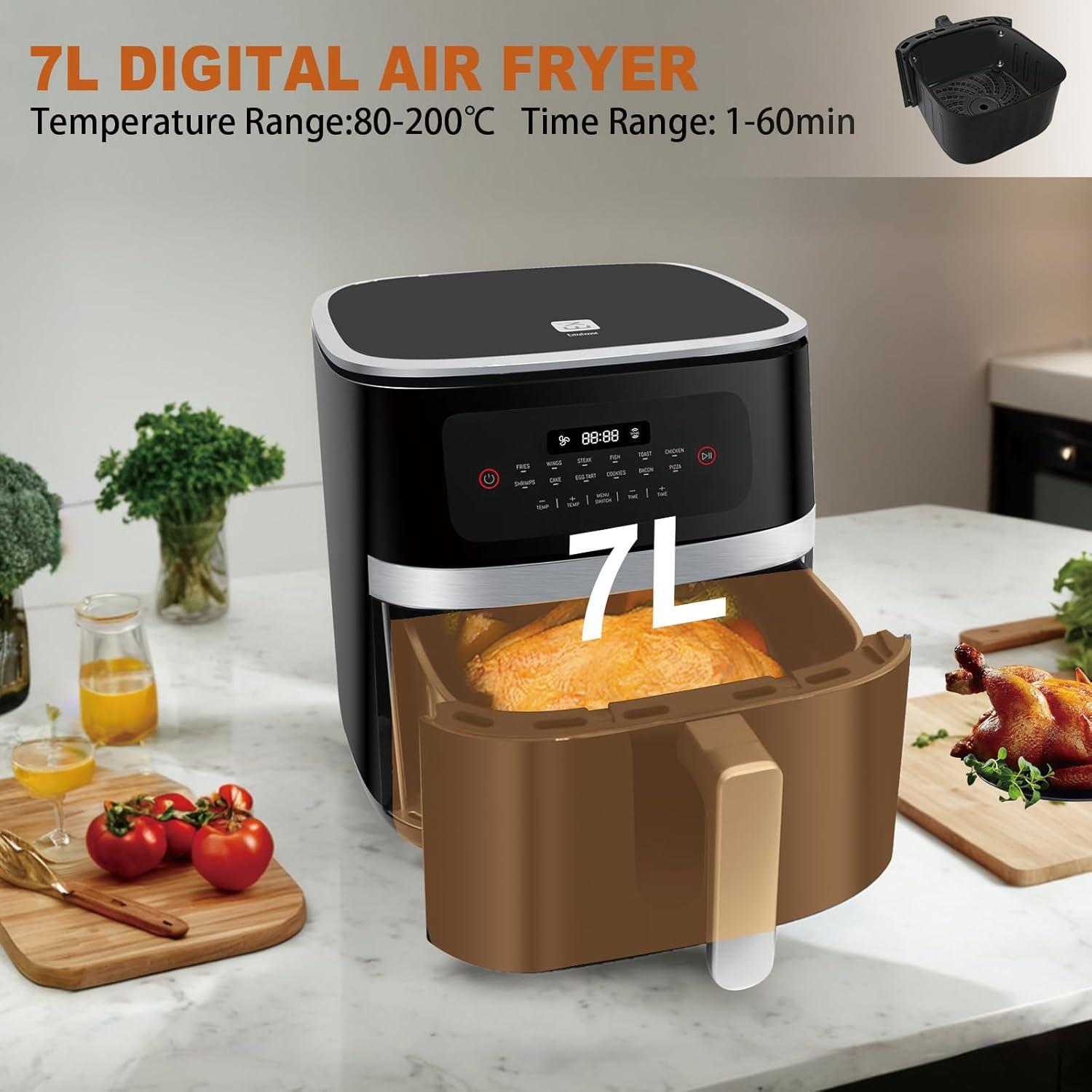 imageEXTRASTAR Airfryer 7L friteuse air XXL sans huile avec cran tactile friteuse avec affichage numrique 1800 W mode shake minuterie livre de recettes temprature maximale 200cTYPE1