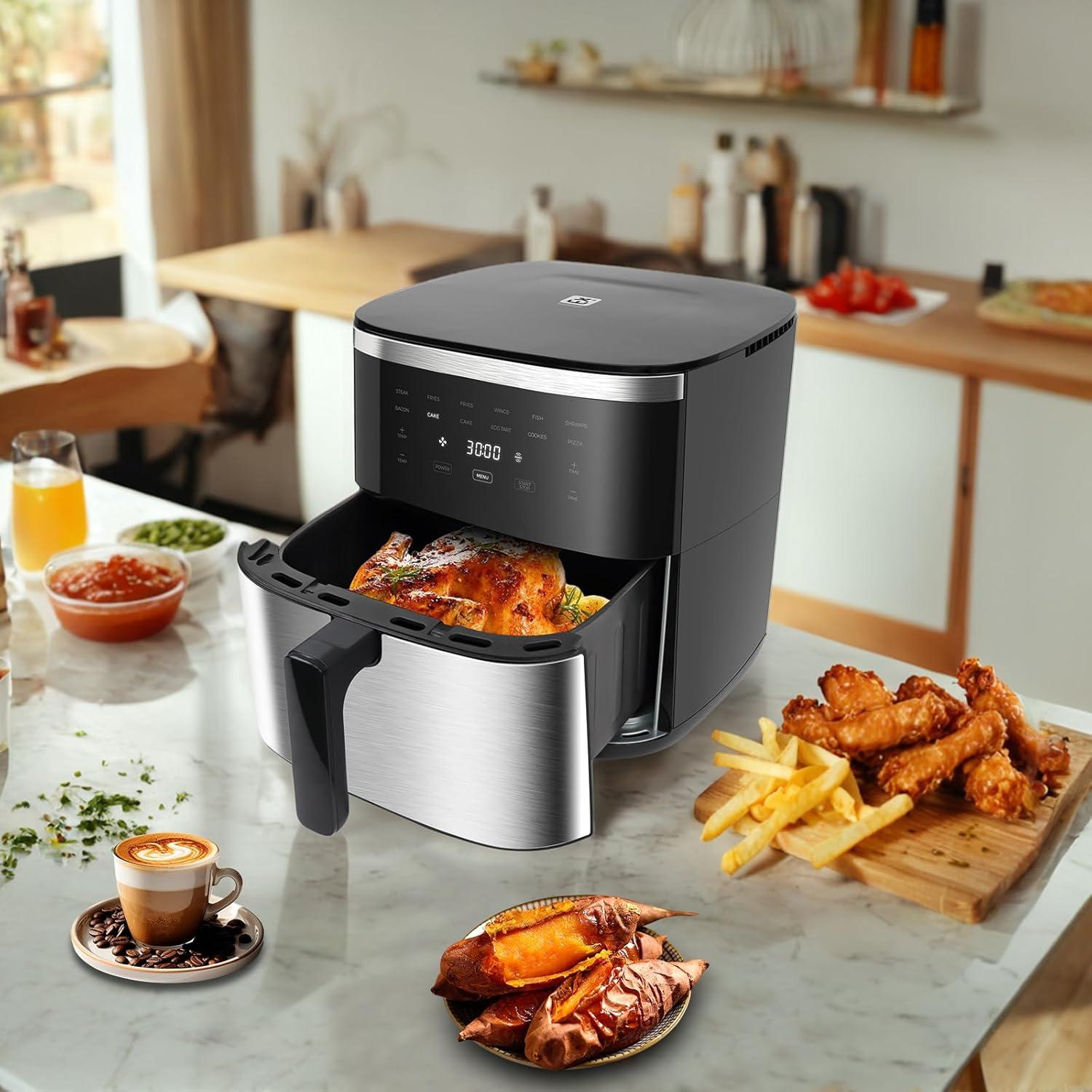 imageEXTRASTAR Airfryer 7L friteuse air XXL sans huile avec cran tactile friteuse avec affichage numrique 1800 W mode shake minuterie livre de recettes temprature maximale 200cTYPE2