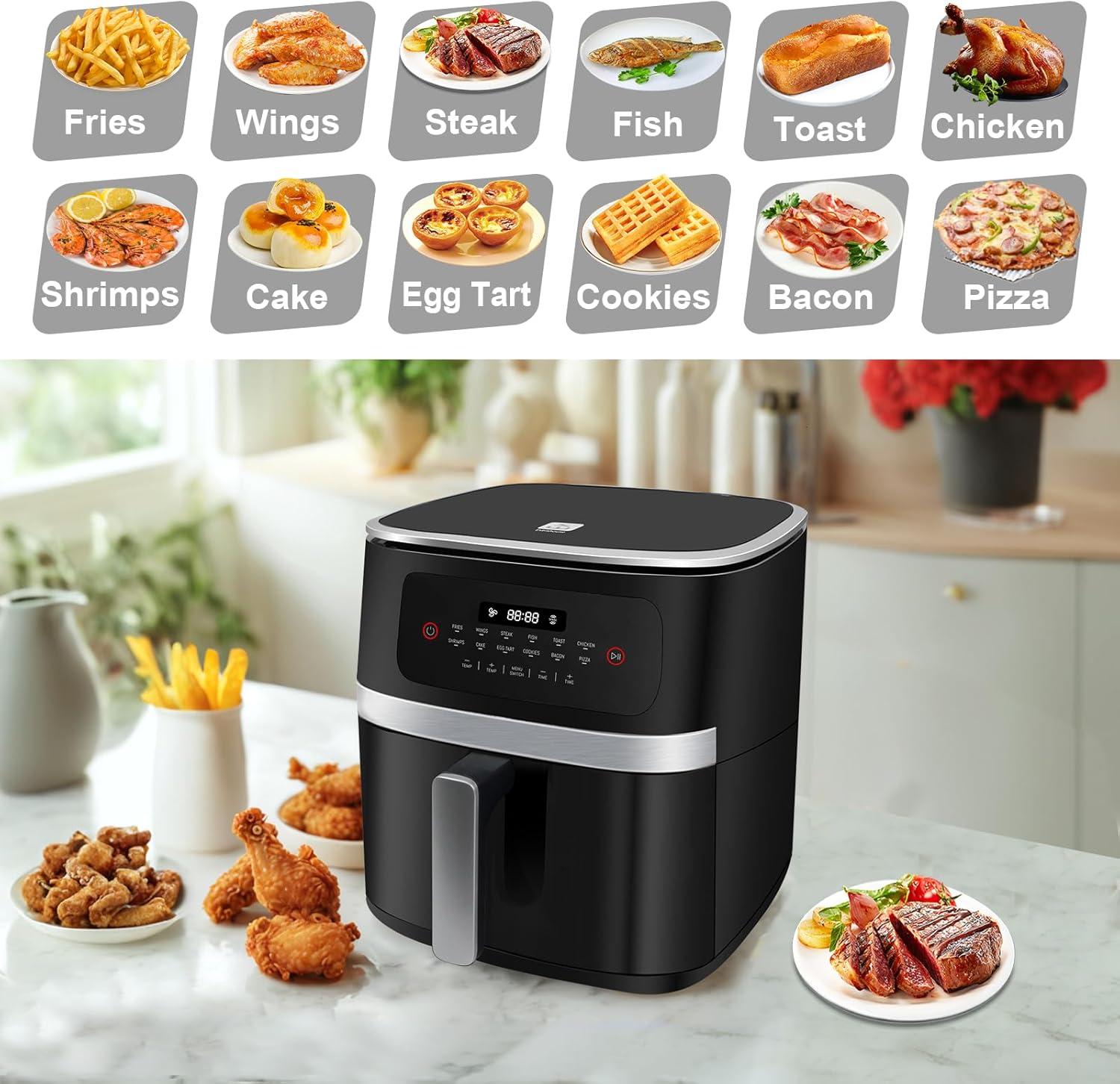 imageEXTRASTAR Airfryer 7L friteuse air XXL sans huile avec cran tactile friteuse avec affichage numrique 1800 W mode shake minuterie livre de recettes temprature maximale 200cTYPE1