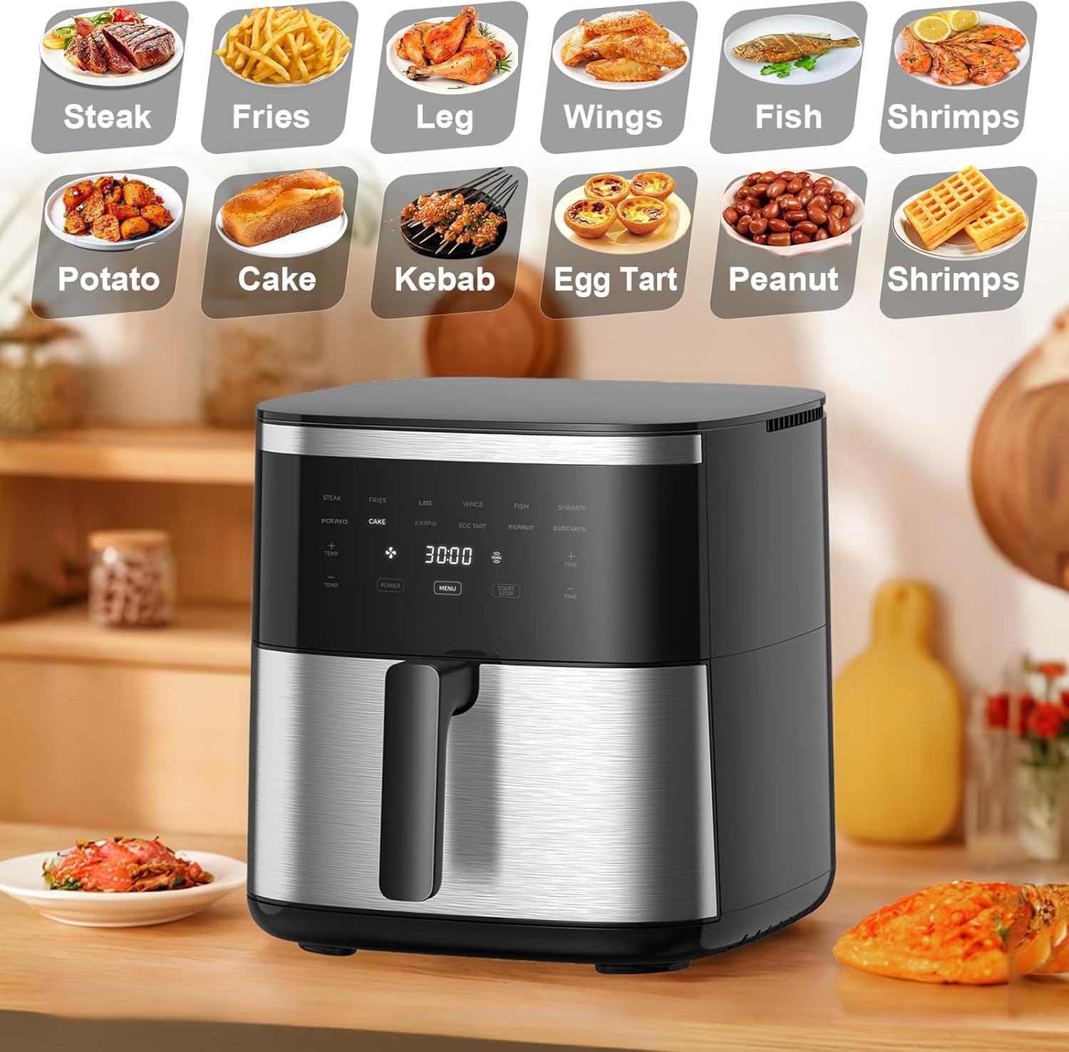 imageEXTRASTAR Airfryer 7L friteuse air XXL sans huile avec cran tactile friteuse avec affichage numrique 1800 W mode shake minuterie livre de recettes temprature maximale 200cTYPE2