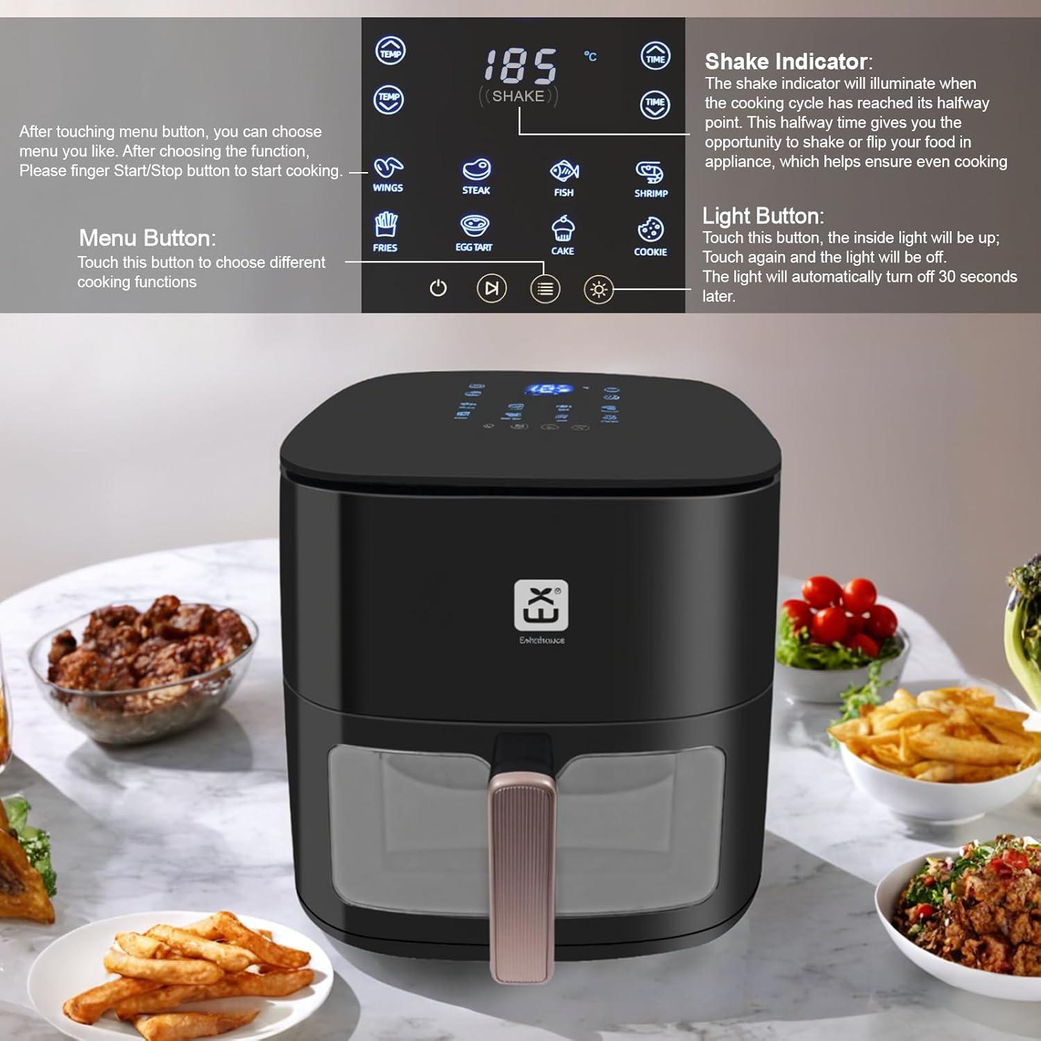 imageEXTRASTAR Airfryer 7L friteuse air XXL sans huile avec cran tactile friteuse avec affichage numrique 1800 W mode shake minuterie livre de recettes temprature maximale 200cTYPE3