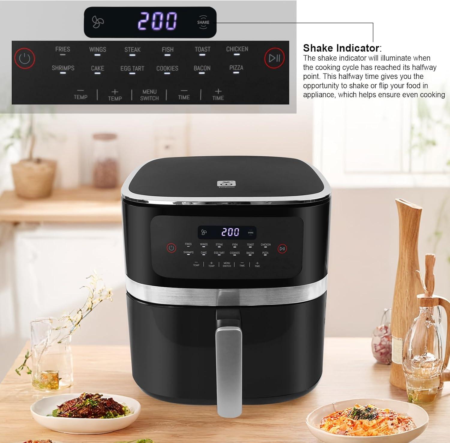 imageEXTRASTAR Airfryer 7L friteuse air XXL sans huile avec cran tactile friteuse avec affichage numrique 1800 W mode shake minuterie livre de recettes temprature maximale 200cTYPE1