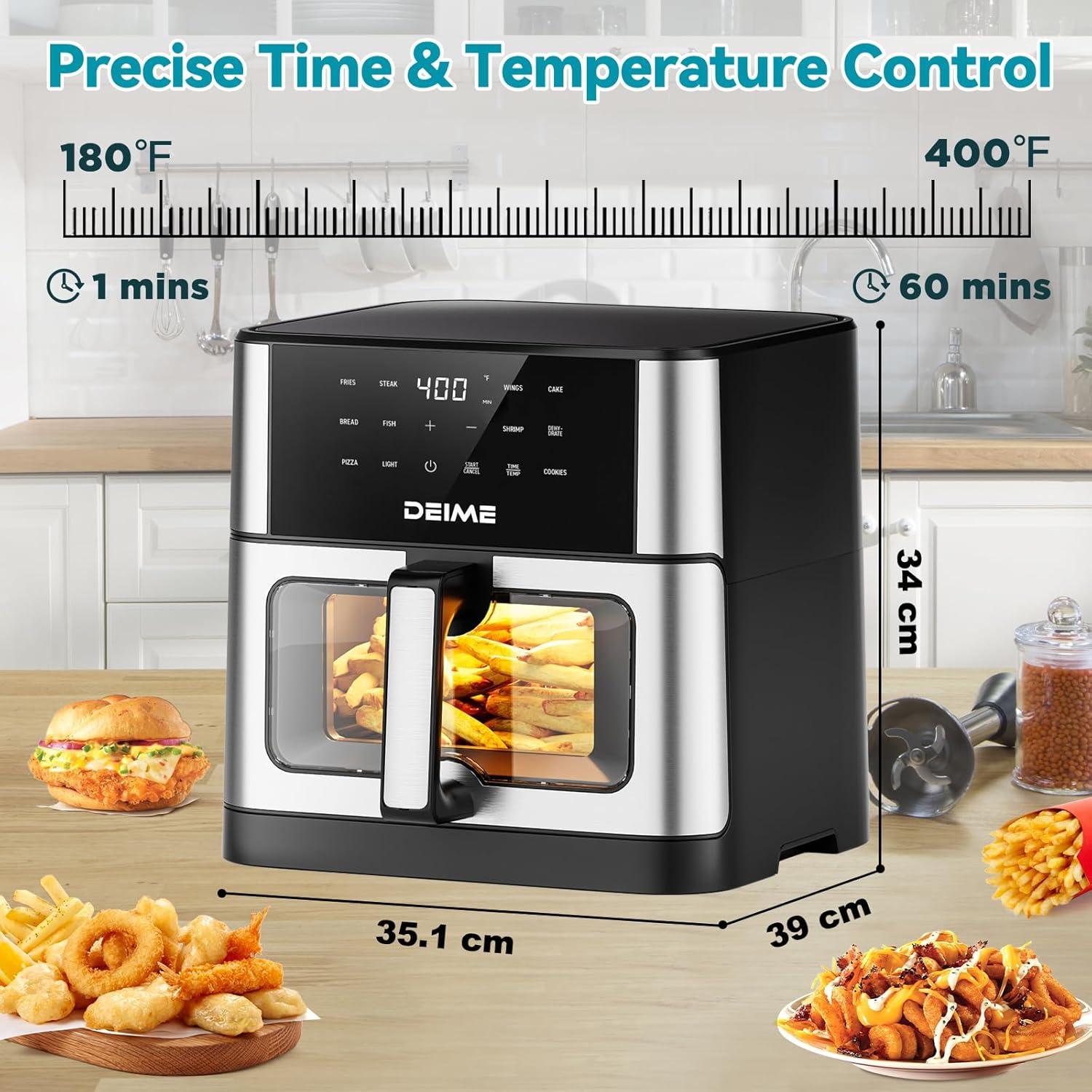 imageFriteuse Air DEIME 10L Sans Huile 1800W Friteuses Air de Grande Capacit Cuisinire Saine avec 10 Prrglages Grande Friteuse Air pour les de Cuisson Visuelle Recette Incluse