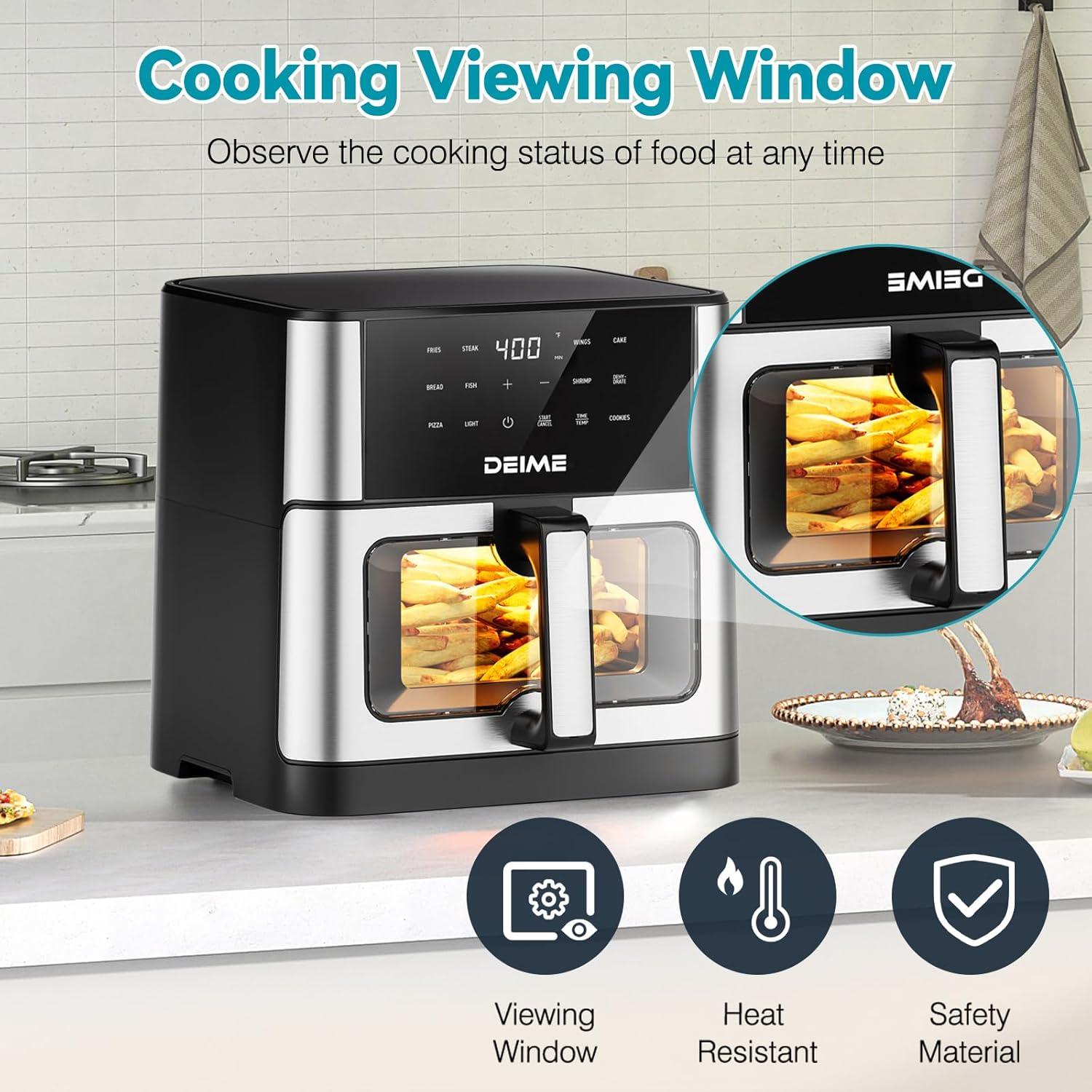 imageFriteuse Air DEIME 10L Sans Huile 1800W Friteuses Air de Grande Capacit Cuisinire Saine avec 10 Prrglages Grande Friteuse Air pour les de Cuisson Visuelle Recette Incluse