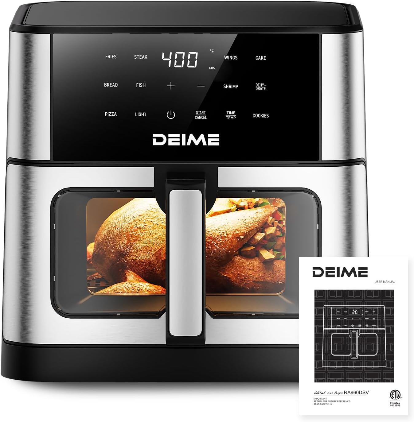 imageFriteuse Air DEIME 10L Sans Huile 1800W Friteuses Air de Grande Capacit Cuisinire Saine avec 10 Prrglages Grande Friteuse Air pour les de Cuisson Visuelle Recette Incluse