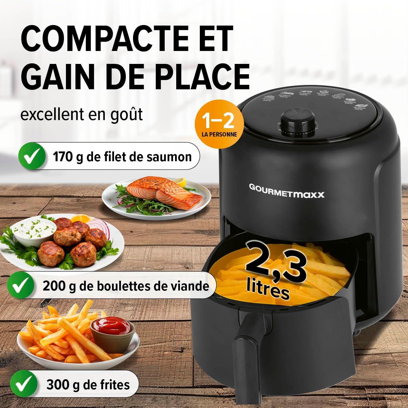 imageGOURMETmaxx Friteuse air chaud 23l Idal pour frire griller rtir etc Prparation light et douce Fonction minuterie pour une cuisson prcise et arrt automatique 1000W Noir