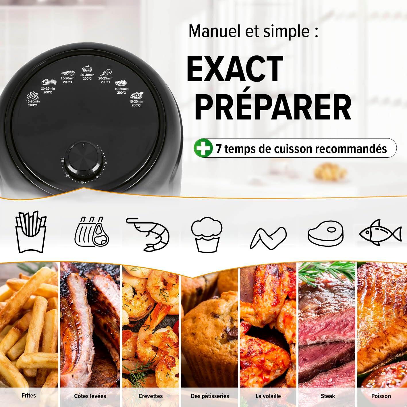 imageGOURMETmaxx Friteuse air chaud 23l Idal pour frire griller rtir etc Prparation light et douce Fonction minuterie pour une cuisson prcise et arrt automatique 1000W Noir