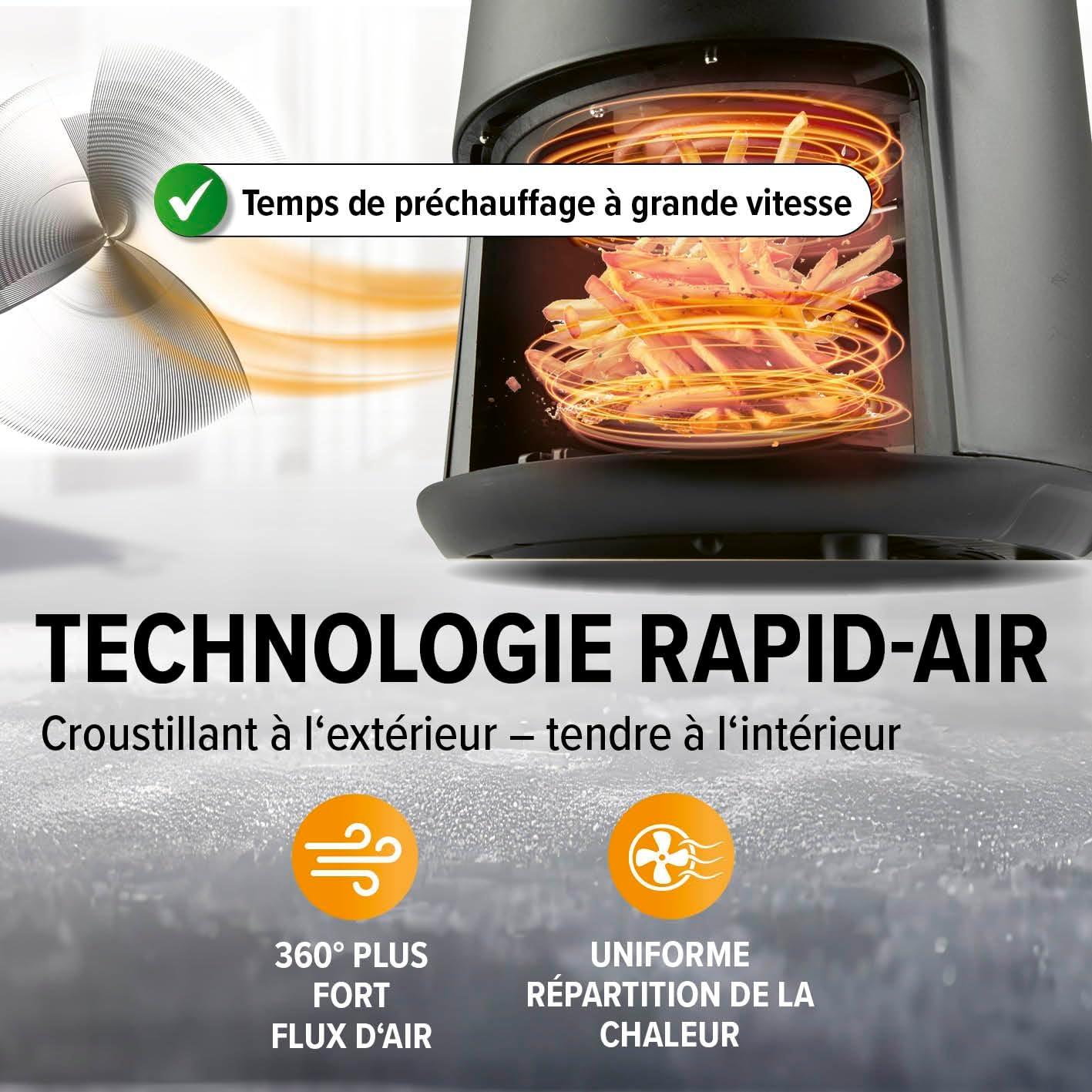 imageGOURMETmaxx Friteuse air chaud 23l Idal pour frire griller rtir etc Prparation light et douce Fonction minuterie pour une cuisson prcise et arrt automatique 1000W Noir