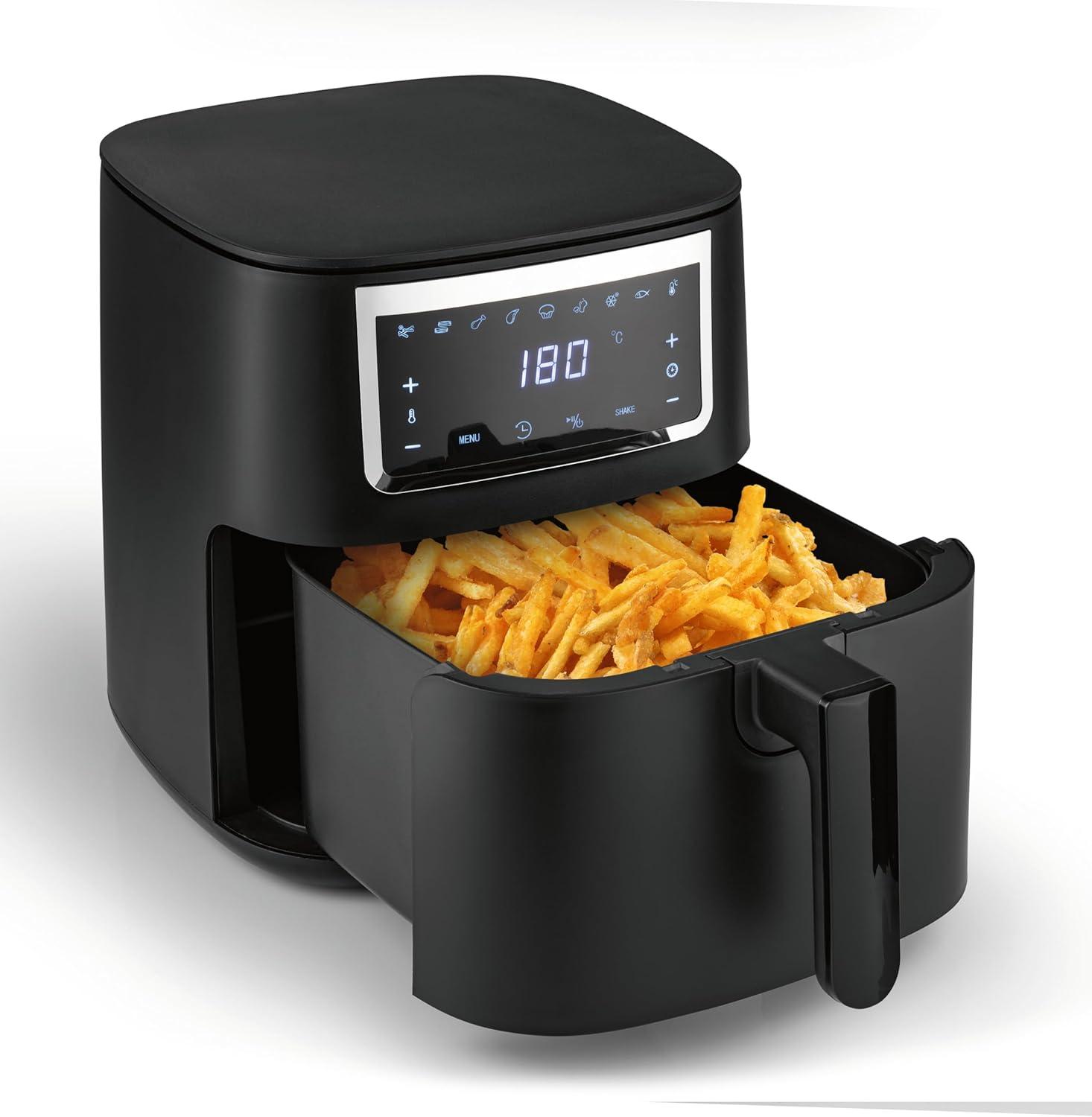 imageGOURMETmaxx Friteuse air chaud 12L Sans huile avec cran tactile minuterie brochettes ampamp fonction rtissoire 10 programmes automatiques Cuisson saine idale pour un poulet entier 1700 W6 5 Litres