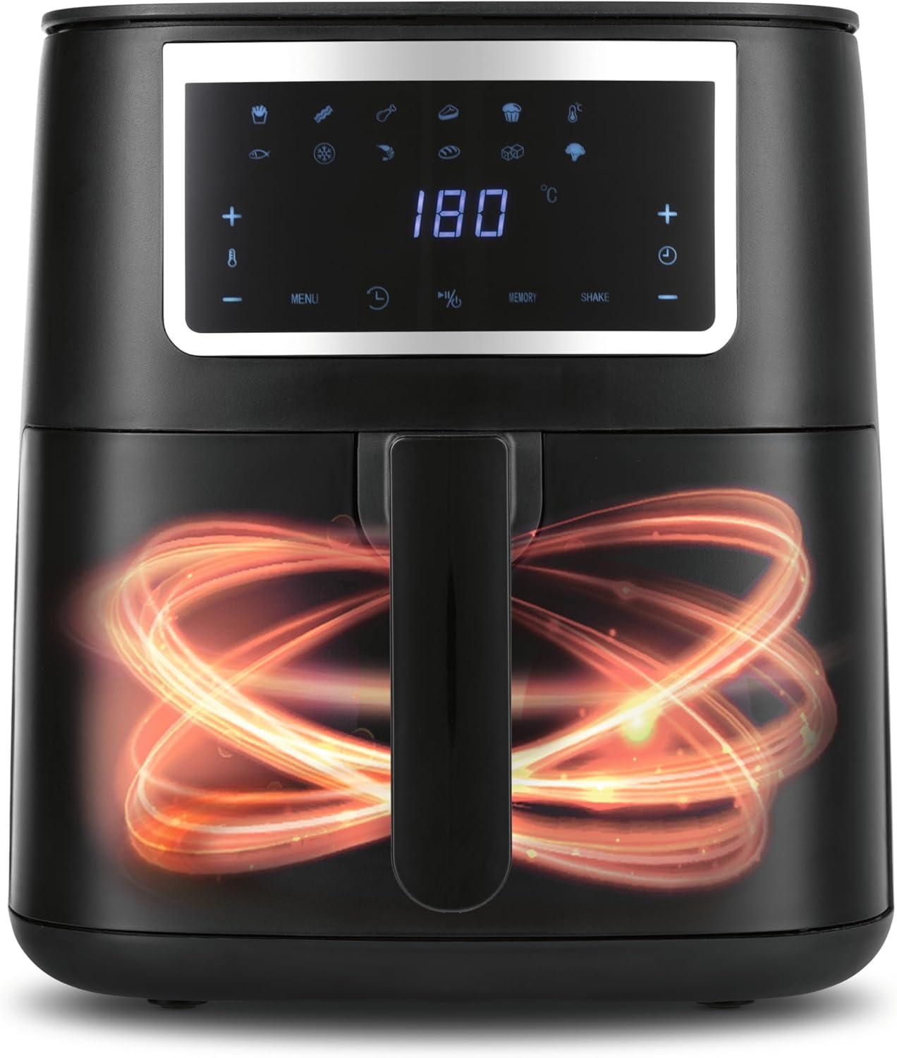 imageGOURMETmaxx Friteuse air chaud 12L Sans huile avec cran tactile minuterie brochettes ampamp fonction rtissoire 10 programmes automatiques Cuisson saine idale pour un poulet entier 1700 W6 5 Litres