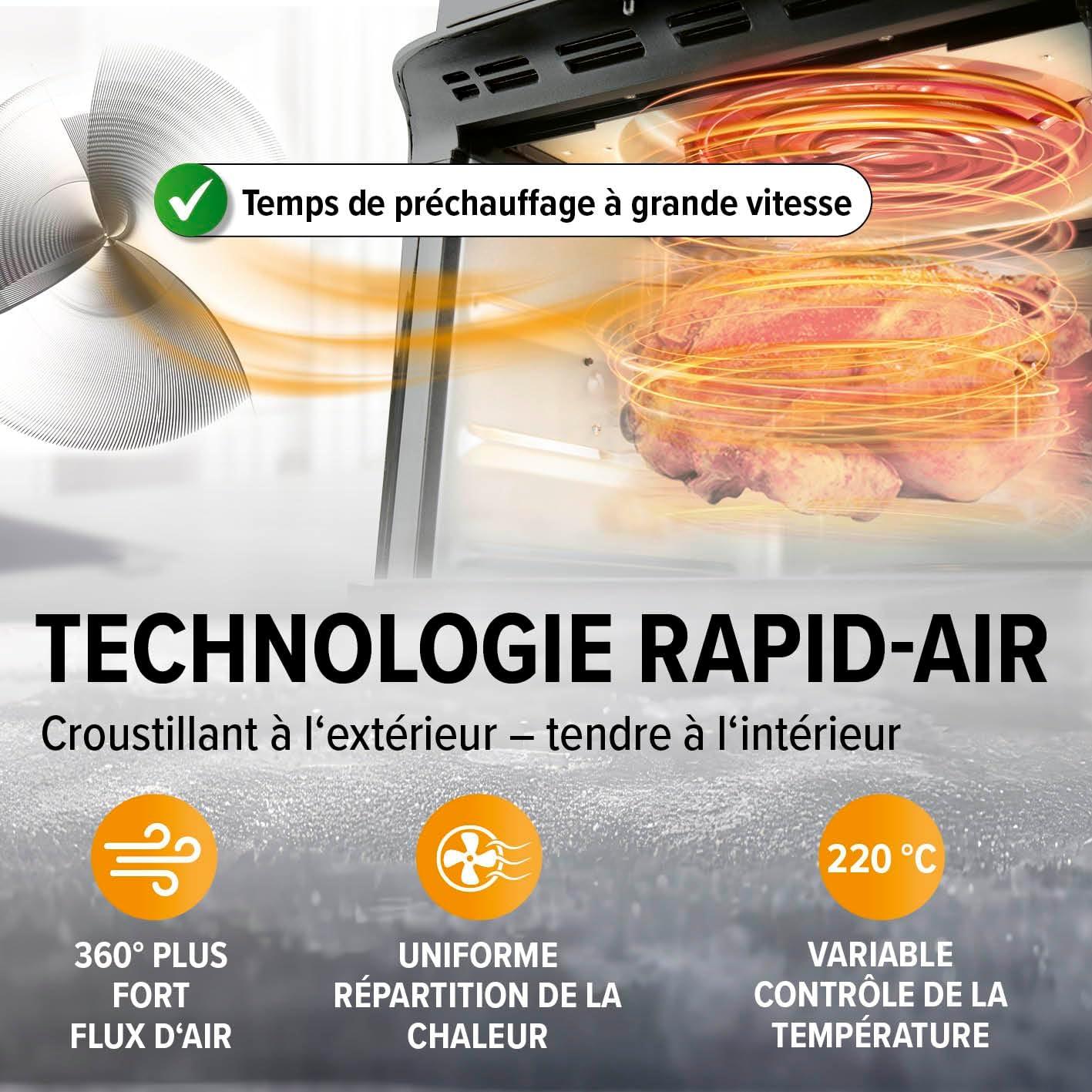 imageGOURMETmaxx Friteuse air chaud 12L Sans huile avec cran tactile minuterie brochettes ampamp fonction rtissoire 10 programmes automatiques Cuisson saine idale pour un poulet entier 1700 W9 Litres