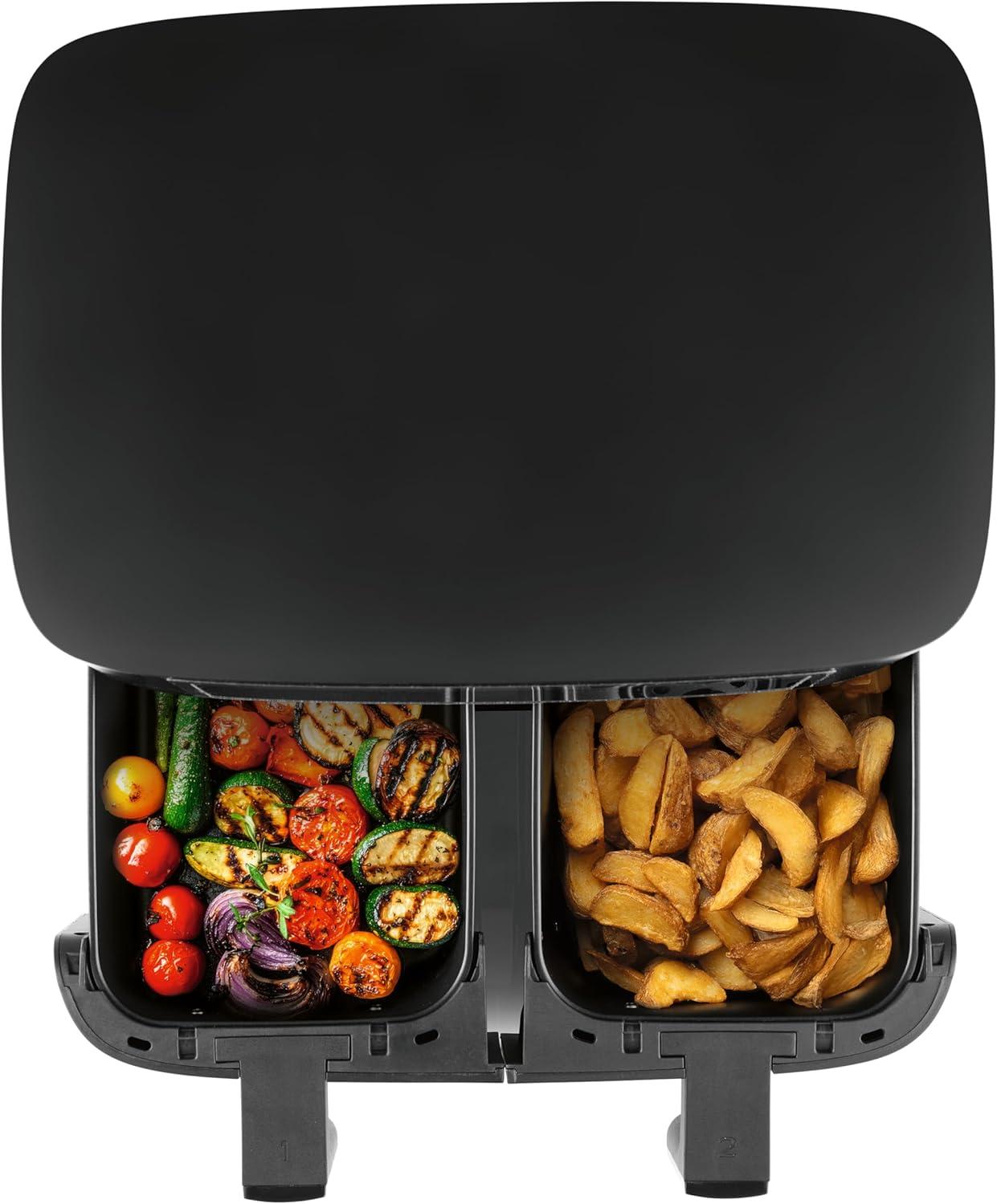 imageGOURMETmaxx Friteuse air chaud 12L Sans huile avec cran tactile minuterie brochettes ampamp fonction rtissoire 10 programmes automatiques Cuisson saine idale pour un poulet entier 1700 W8 Litres 2x 4 Litres
