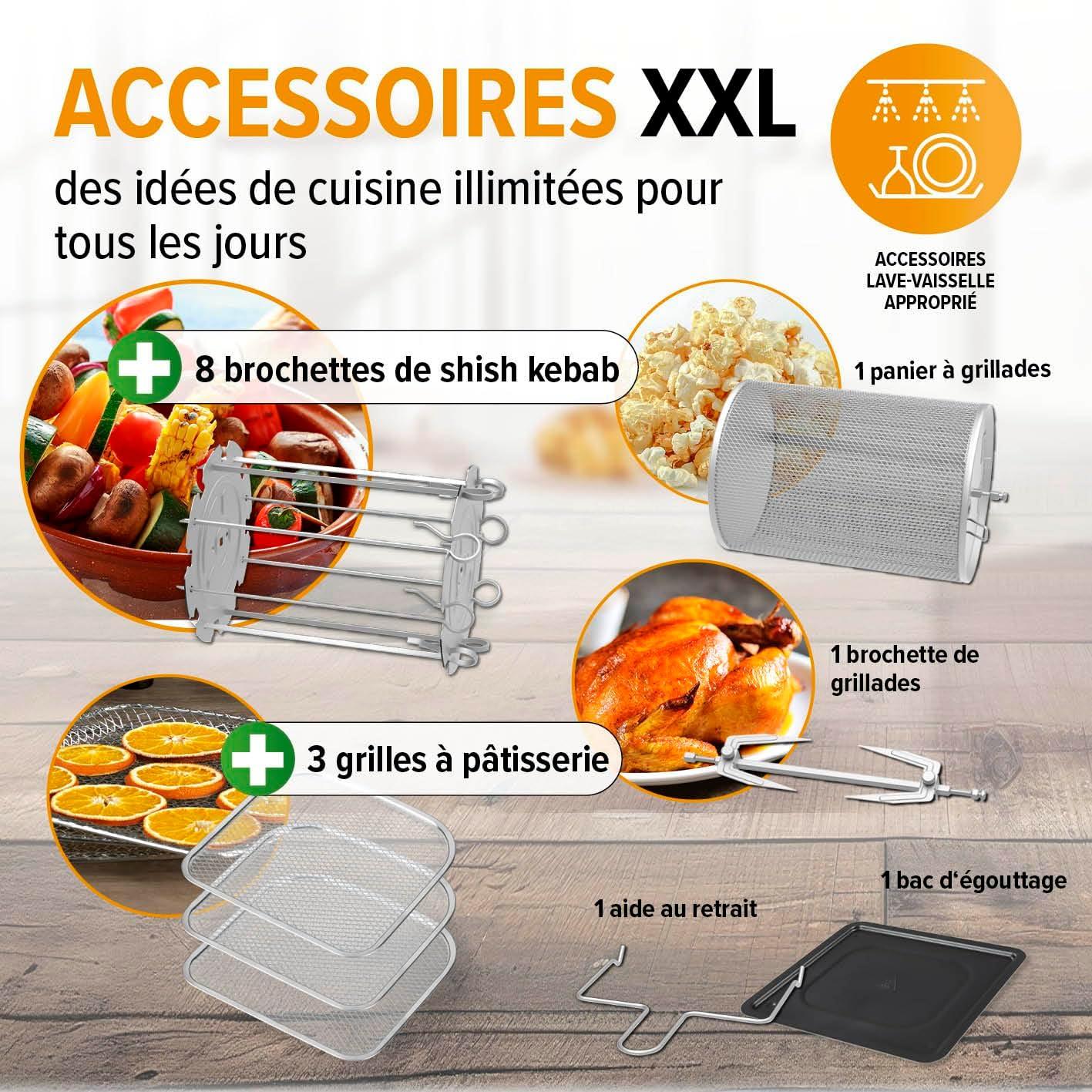 imageGOURMETmaxx Friteuse air chaud 12L Sans huile avec cran tactile minuterie brochettes ampamp fonction rtissoire 10 programmes automatiques Cuisson saine idale pour un poulet entier 1700 W9 Litres