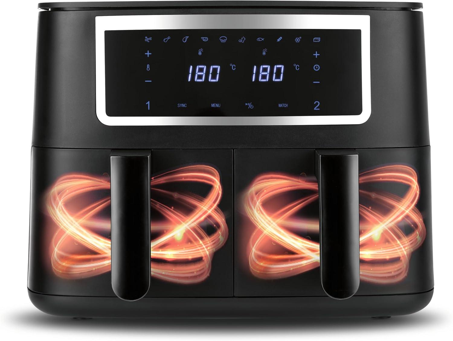 imageGOURMETmaxx Friteuse air chaud 12L Sans huile avec cran tactile minuterie brochettes ampamp fonction rtissoire 10 programmes automatiques Cuisson saine idale pour un poulet entier 1700 W8 Litres 2x 4 Litres