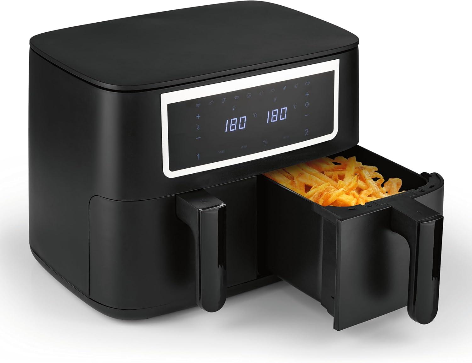 imageGOURMETmaxx Friteuse air chaud 12L Sans huile avec cran tactile minuterie brochettes ampamp fonction rtissoire 10 programmes automatiques Cuisson saine idale pour un poulet entier 1700 W8 Litres 2x 4 Litres