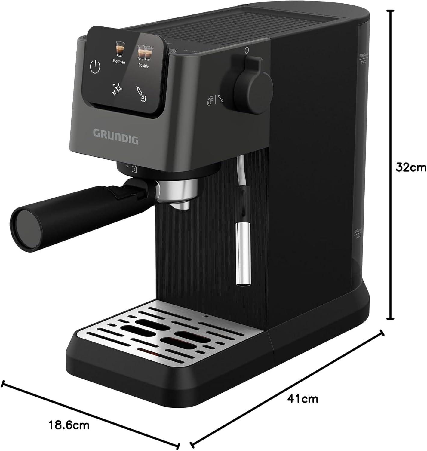 imageGRUNDIG KSM 5330 Machine caf avec rservoir lait intgr puissance 1628 W pression de pompe 15 bar double buse cran tactile color BrewSense CreamyPro Dark InoxnoirMichlaufschumdse