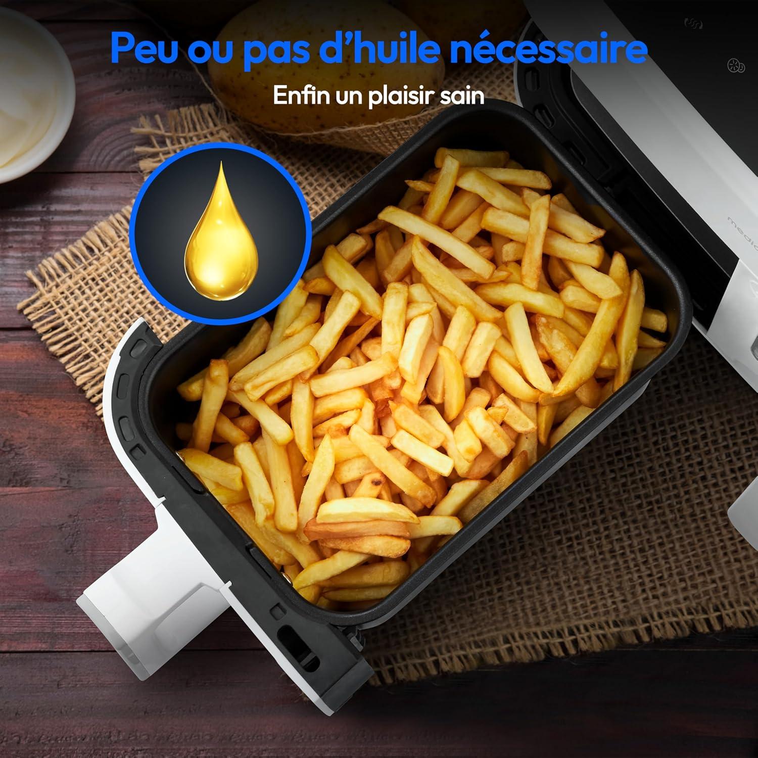 imageMEDION Air Fryer P20 XXL Double Compartiment Fonction dual cook ampamp sync finish fentre visible friteuse sans huile air chaud capacit 87 L XXL 2600 W 9 programmes automatiques MD11760 blancBlanc