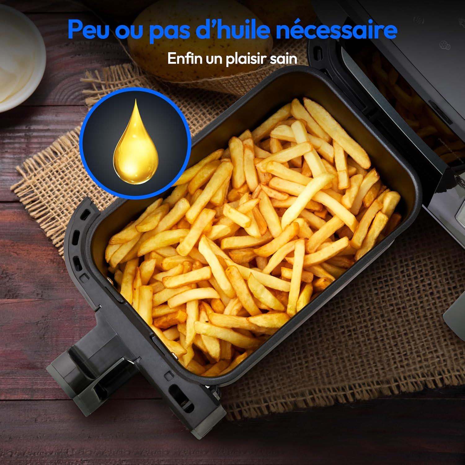 imageMEDION Air Fryer P20 XXL Double Compartiment Fonction dual cook ampamp sync finish fentre visible friteuse sans huile air chaud capacit 87 L XXL 2600 W 9 programmes automatiques MD11760 blancNoir