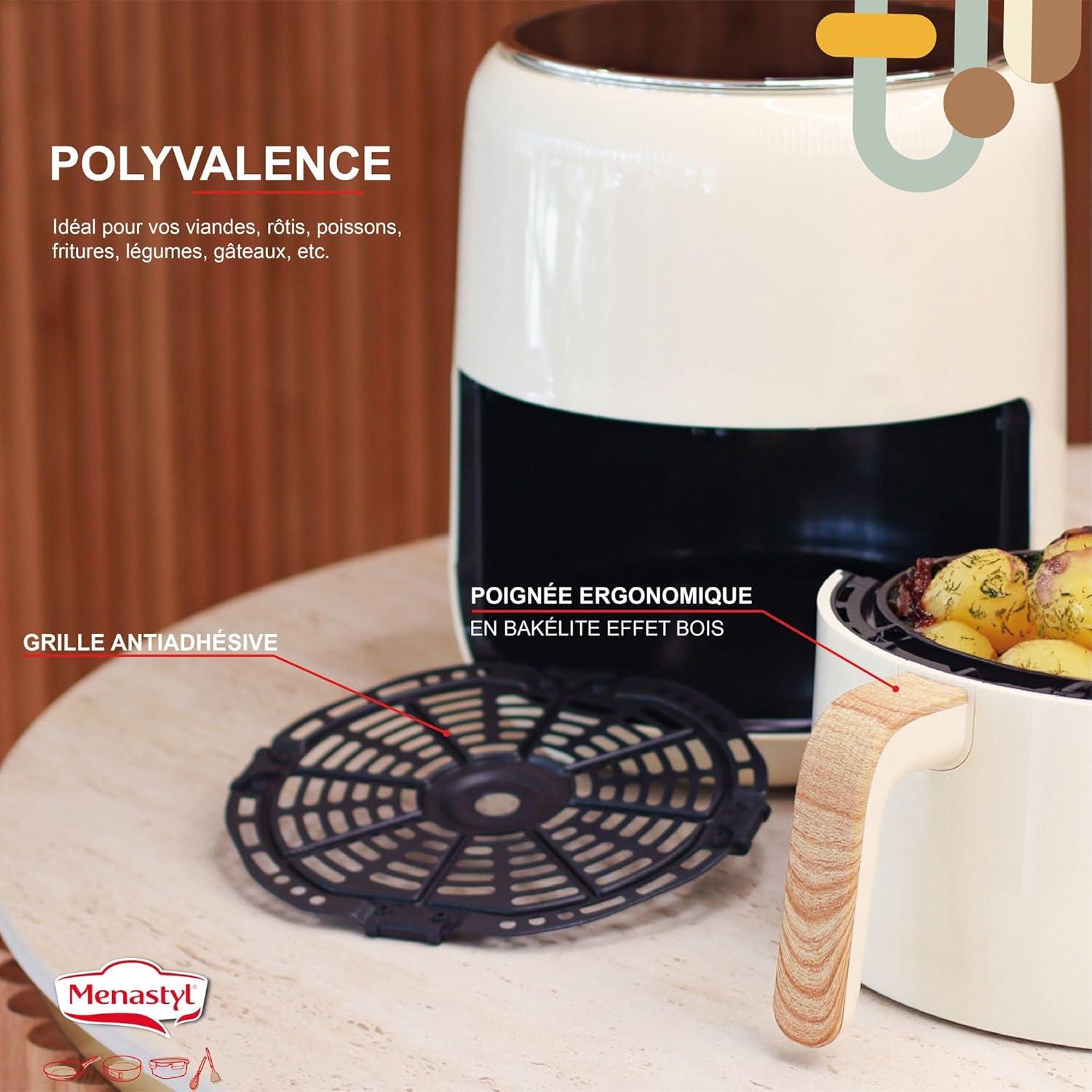imageMENASTYL Friteuse sans huile air chaud Colorama Cladon sans PFAS 45L 8 programmes Temprature jusqu 200C Minuterie 1 heure Panier et grille compatibles lavevaisselle 6025001Cladon