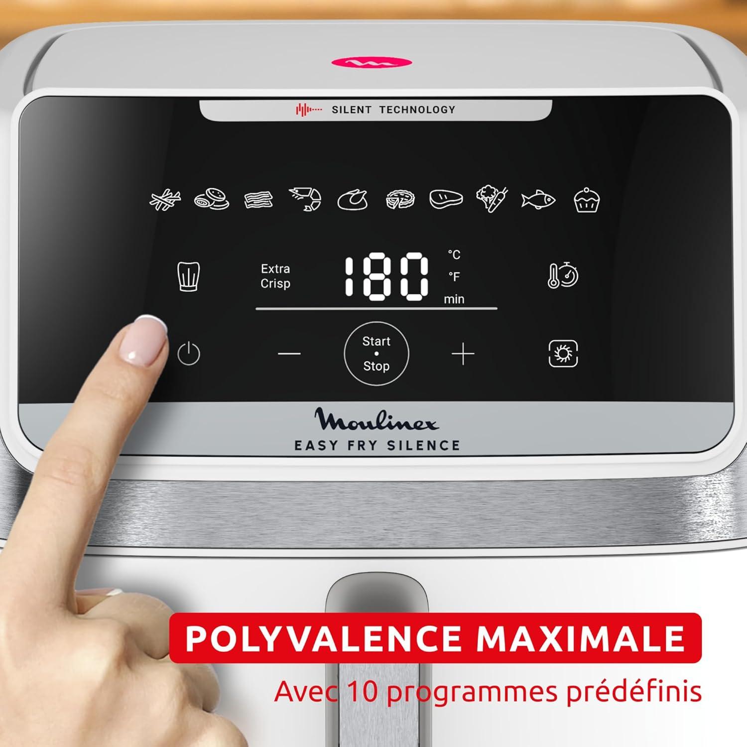 imageMoulinex Easy Fry Silence air fryer 5L 15kg Technologie Silence Systme Easy Clean ampamp Store Noir EZ5528F0Interface classique