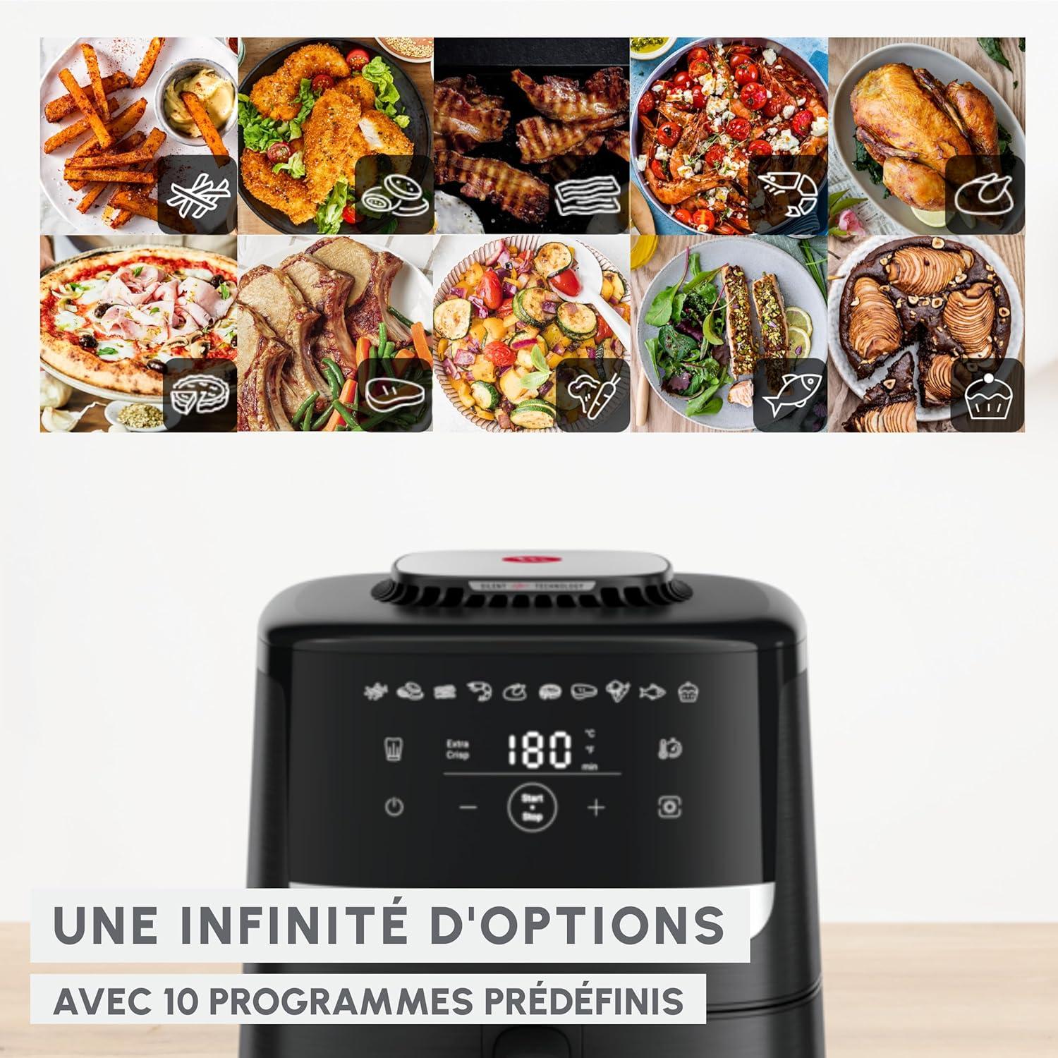 imageMoulinex Easy Fry Silence air fryer 5L 15kg Technologie Silence Systme Easy Clean ampamp Store Noir EZ5528F0Interface classique