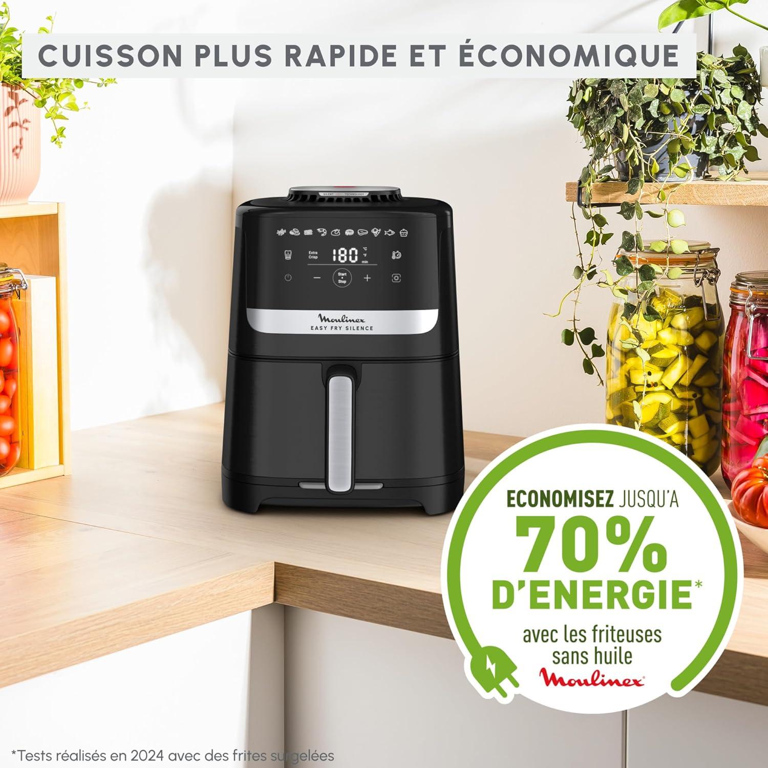 imageMoulinex Easy Fry Silence air fryer 5L 15kg Technologie Silence Systme Easy Clean ampamp Store Noir EZ5528F0Interface classique