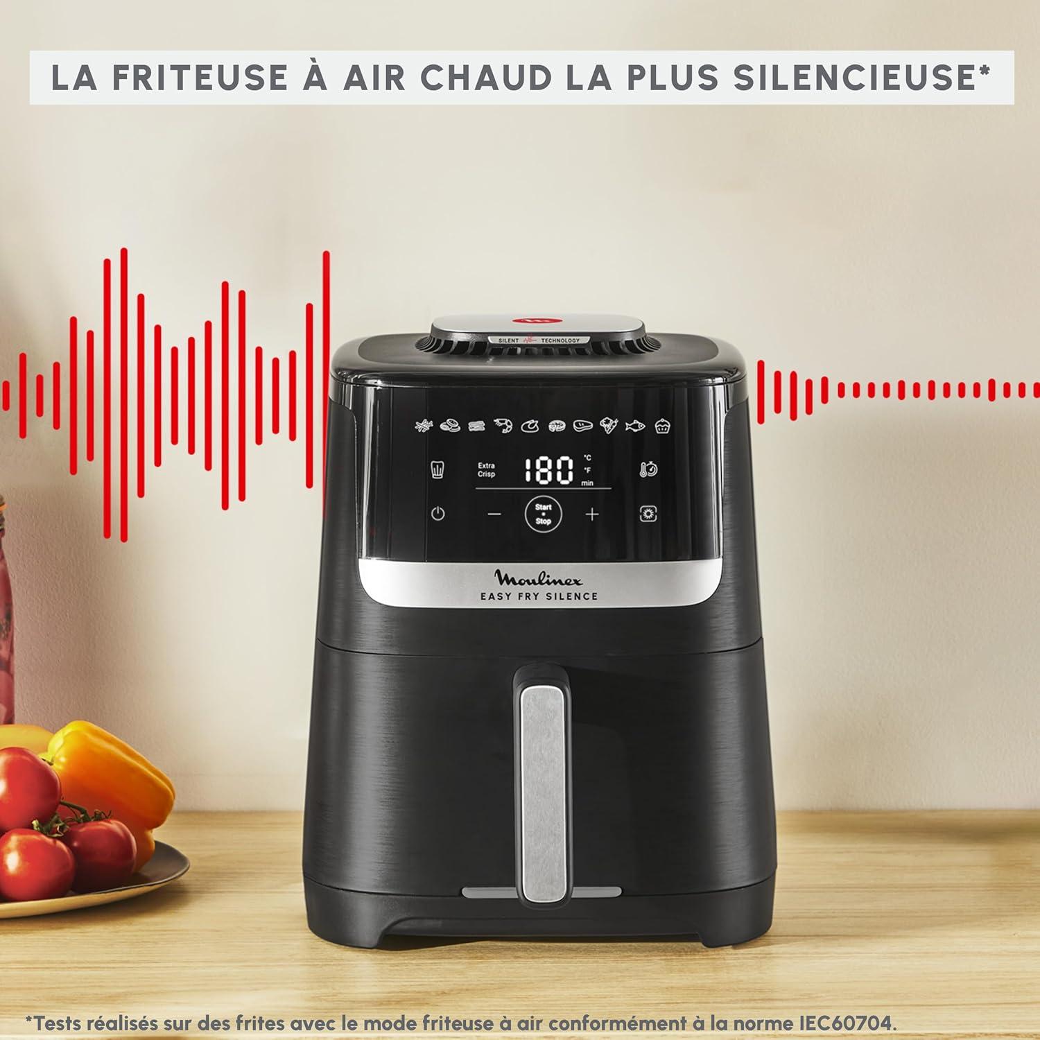 imageMoulinex Easy Fry Silence air fryer 5L 15kg Technologie Silence Systme Easy Clean ampamp Store Noir EZ5528F0Interface classique