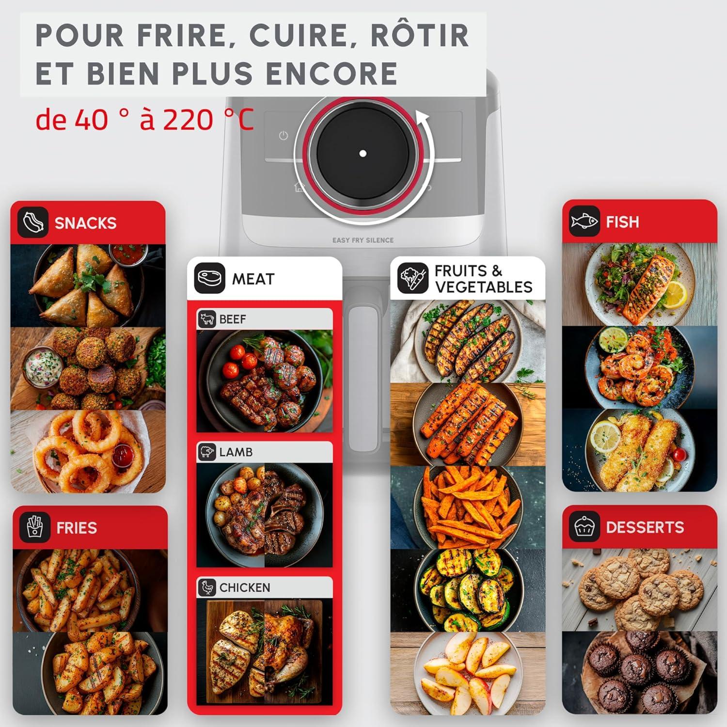 imageMoulinex Easy Fry Silence air fryer 5L 15kg Technologie Silence Systme Easy Clean ampamp Store Noir EZ5528F0Interface pas pas