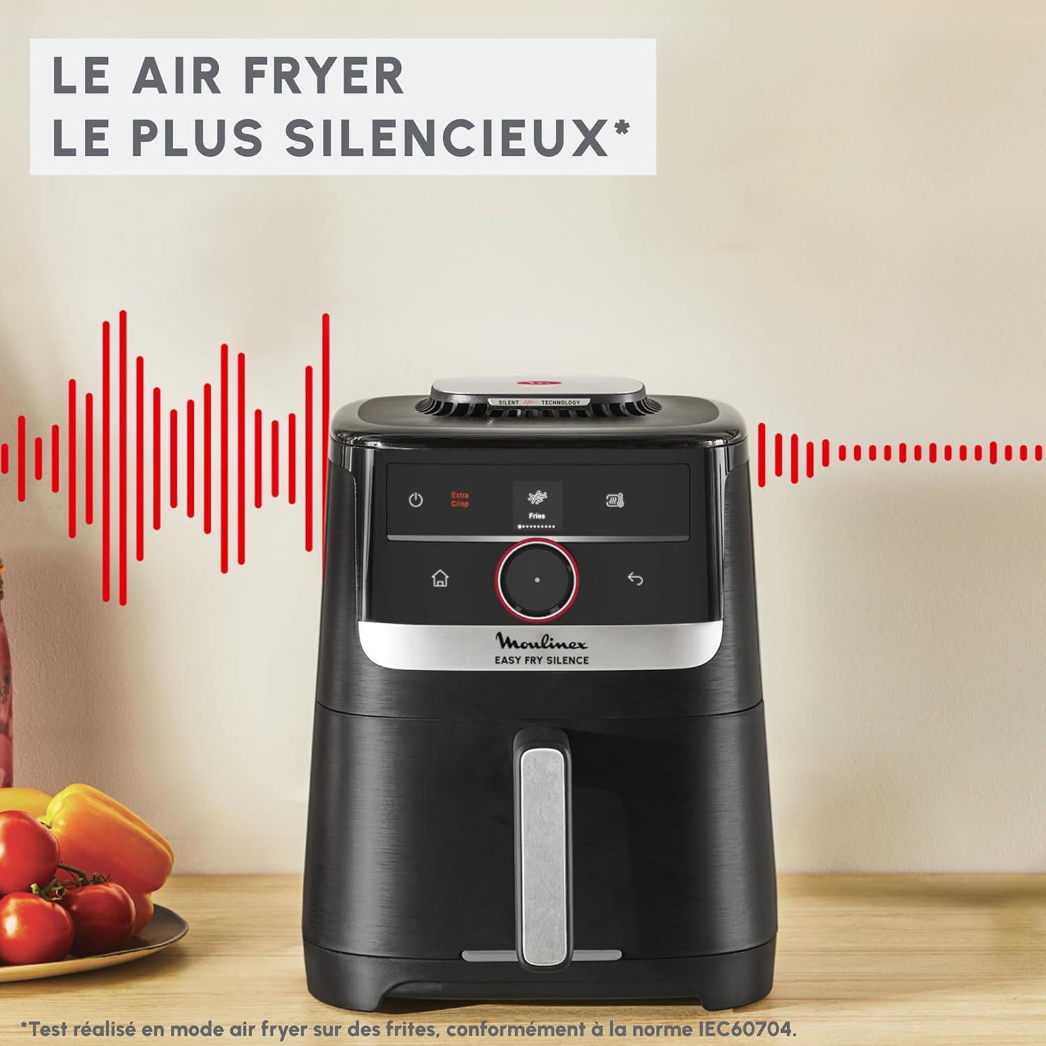 imageMoulinex Easy Fry Silence air fryer 5L 15kg Technologie Silence Systme Easy Clean ampamp Store Noir EZ5528F0Interface pas pas