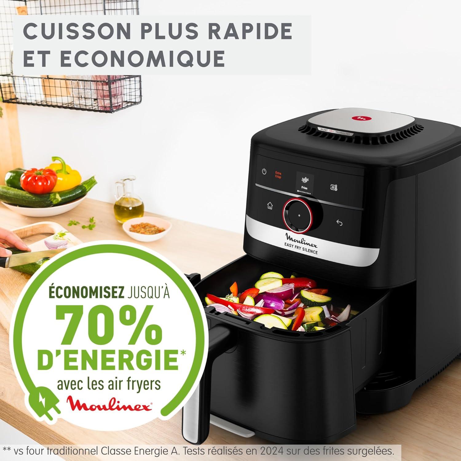 imageMoulinex Easy Fry Silence air fryer 5L 15kg Technologie Silence Systme Easy Clean ampamp Store Noir EZ5528F0Interface pas pas