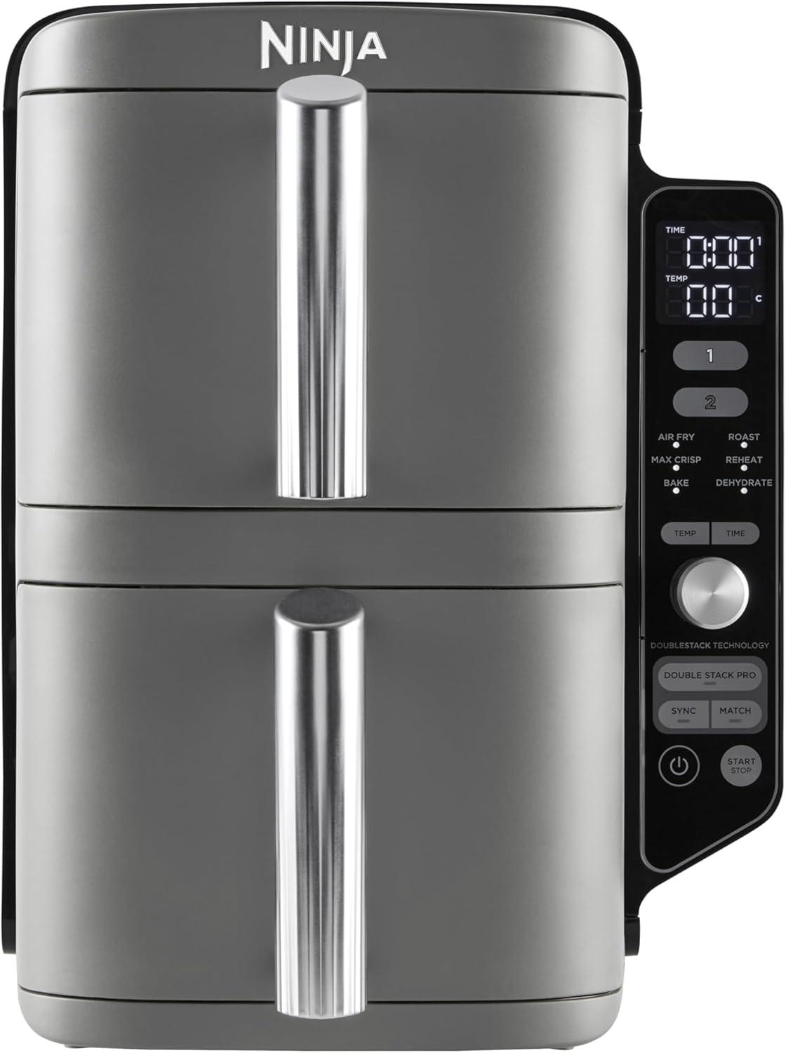 imageNINJA Foodi FlexDrawer Air Fryer 2 Compartiments Avec Sparateur Amovible Grande Capacit 104L Air Fryer 7en1 Max 240C Pices Antiadhsives Amovibles Lavables Au LaveVaisselle NoirGris