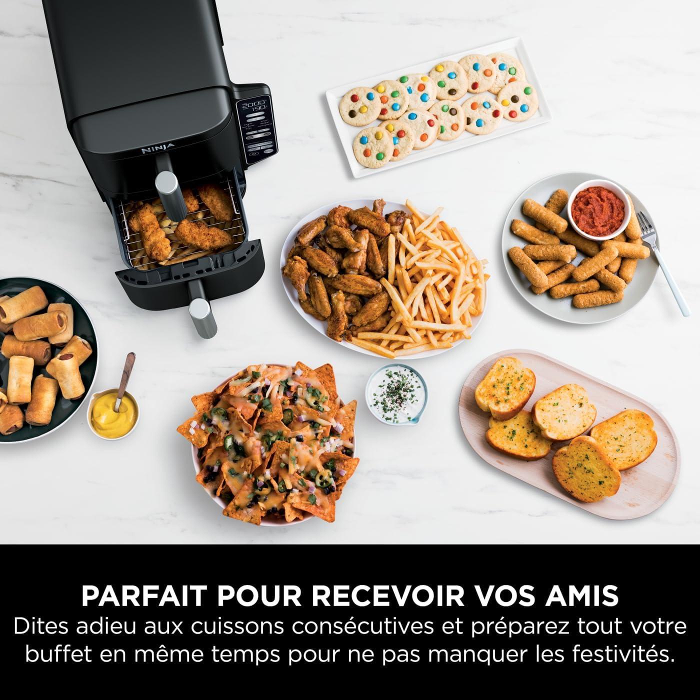 imageNINJA Foodi FlexDrawer Air Fryer 2 Compartiments Avec Sparateur Amovible Grande Capacit 104L Air Fryer 7en1 Max 240C Pices Antiadhsives Amovibles Lavables Au LaveVaisselle NoirGris