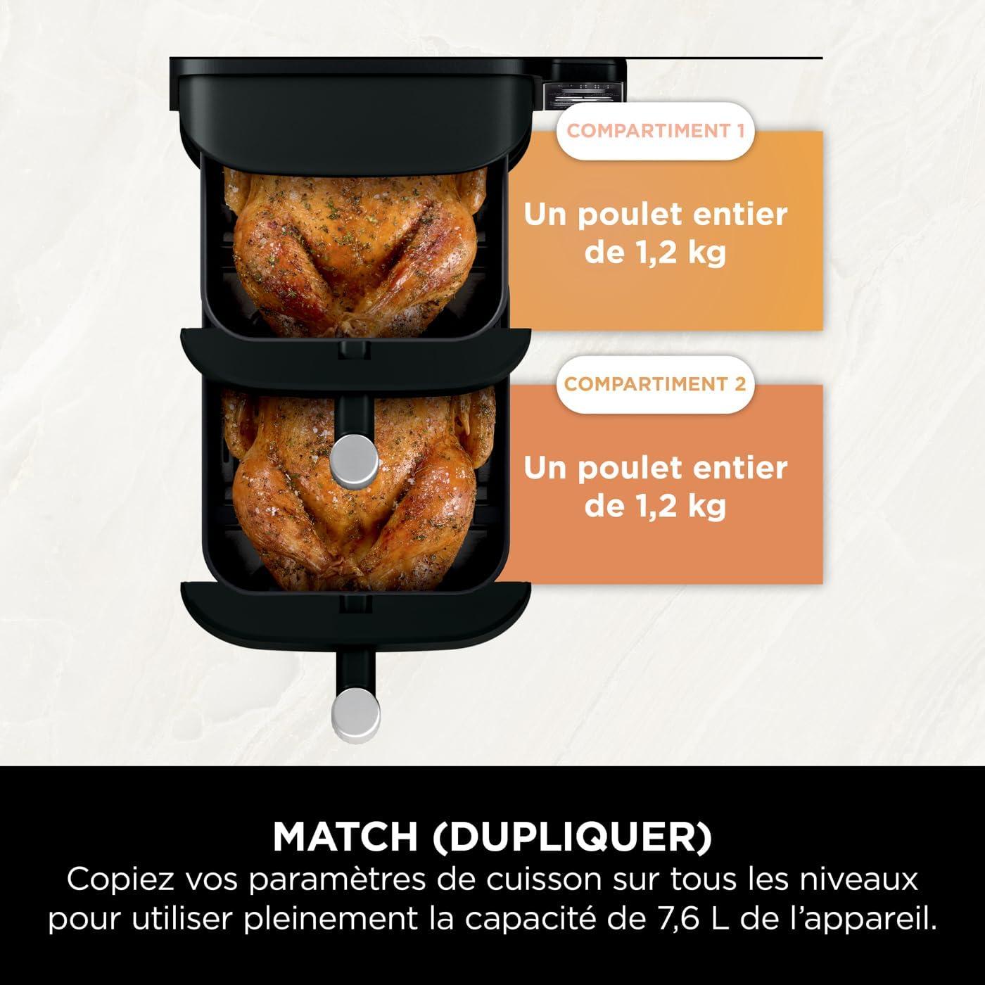imageNINJA Foodi FlexDrawer Air Fryer 2 Compartiments Avec Sparateur Amovible Grande Capacit 104L Air Fryer 7en1 Max 240C Pices Antiadhsives Amovibles Lavables Au LaveVaisselle NoirGris