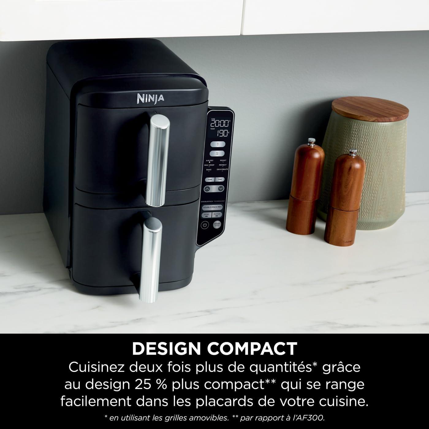 imageNINJA Foodi FlexDrawer Air Fryer 2 Compartiments Avec Sparateur Amovible Grande Capacit 104L Air Fryer 7en1 Max 240C Pices Antiadhsives Amovibles Lavables Au LaveVaisselle NoirGris