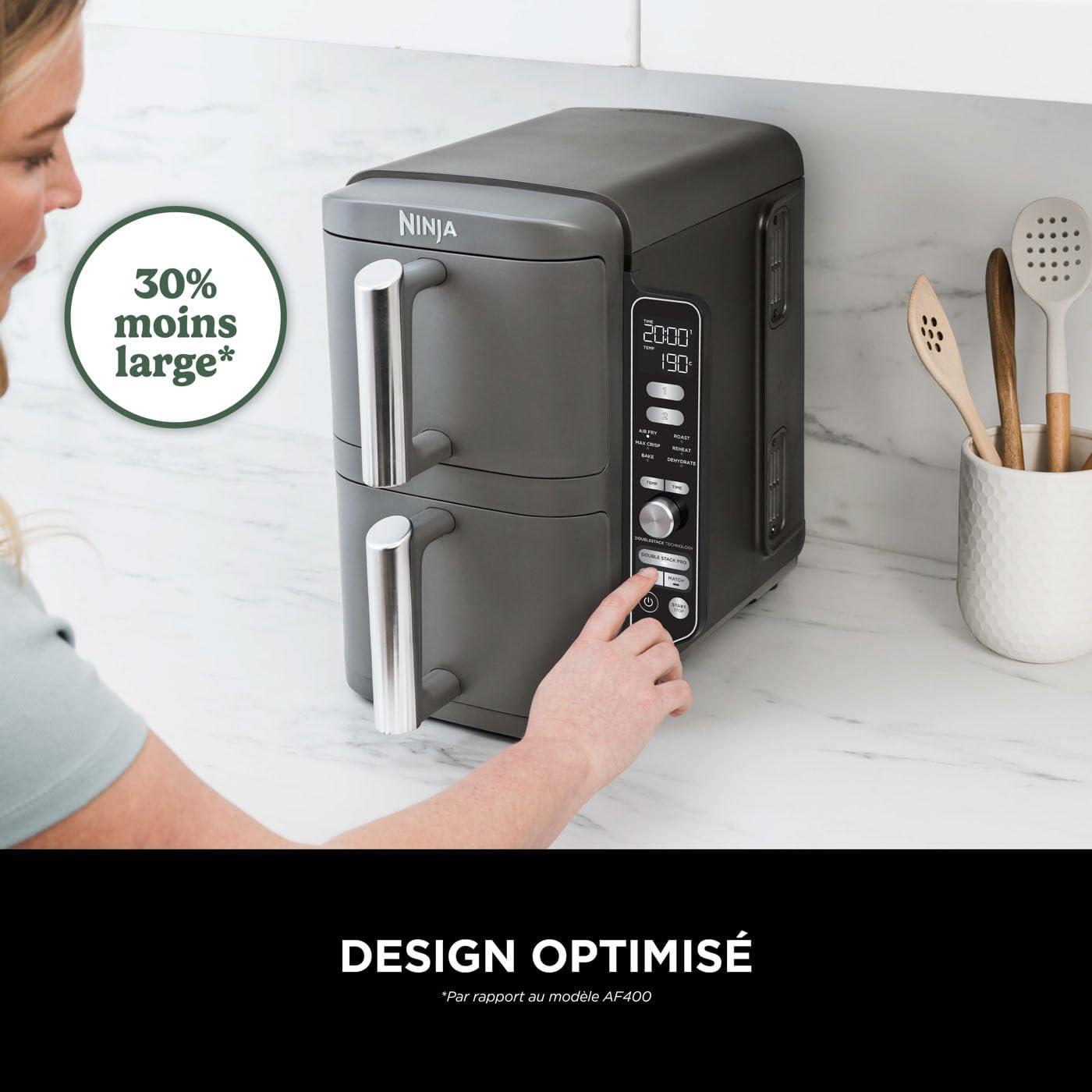 imageNINJA Foodi FlexDrawer Air Fryer 2 Compartiments Avec Sparateur Amovible Grande Capacit 104L Air Fryer 7en1 Max 240C Pices Antiadhsives Amovibles Lavables Au LaveVaisselle NoirGris