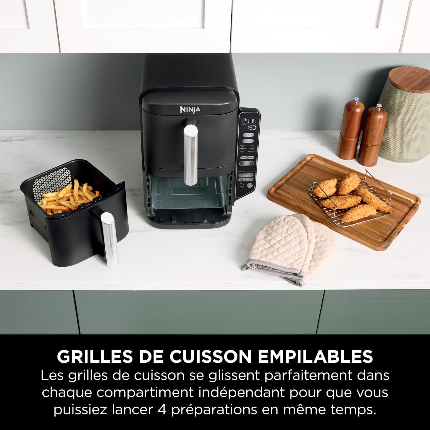 imageNINJA Foodi FlexDrawer Air Fryer 2 Compartiments Avec Sparateur Amovible Grande Capacit 104L Air Fryer 7en1 Max 240C Pices Antiadhsives Amovibles Lavables Au LaveVaisselle NoirGris