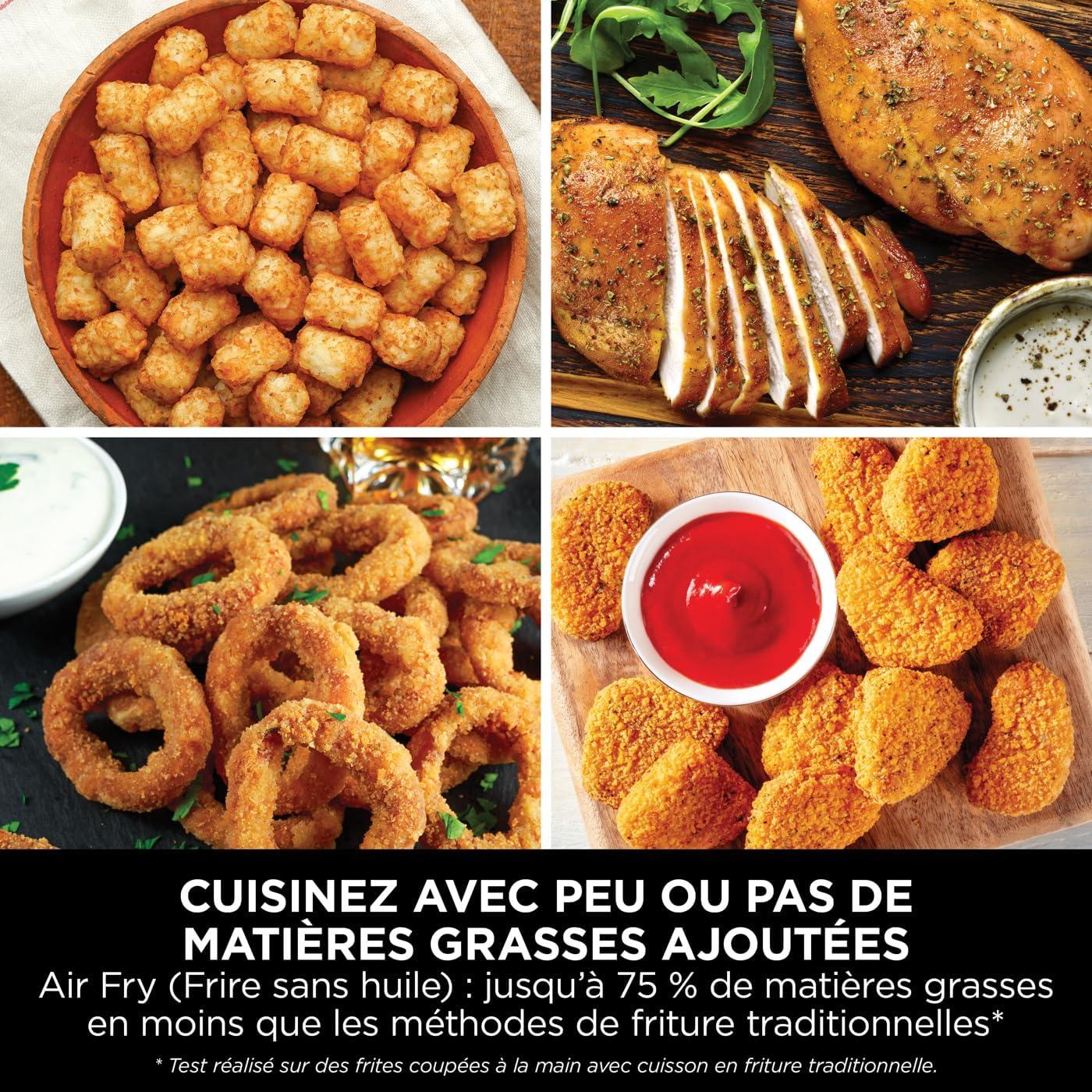 imageNINJA Foodi FlexDrawer Air Fryer 2 Compartiments Avec Sparateur Amovible Grande Capacit 104L Air Fryer 7en1 Max 240C Pices Antiadhsives Amovibles Lavables Au LaveVaisselle NoirGris