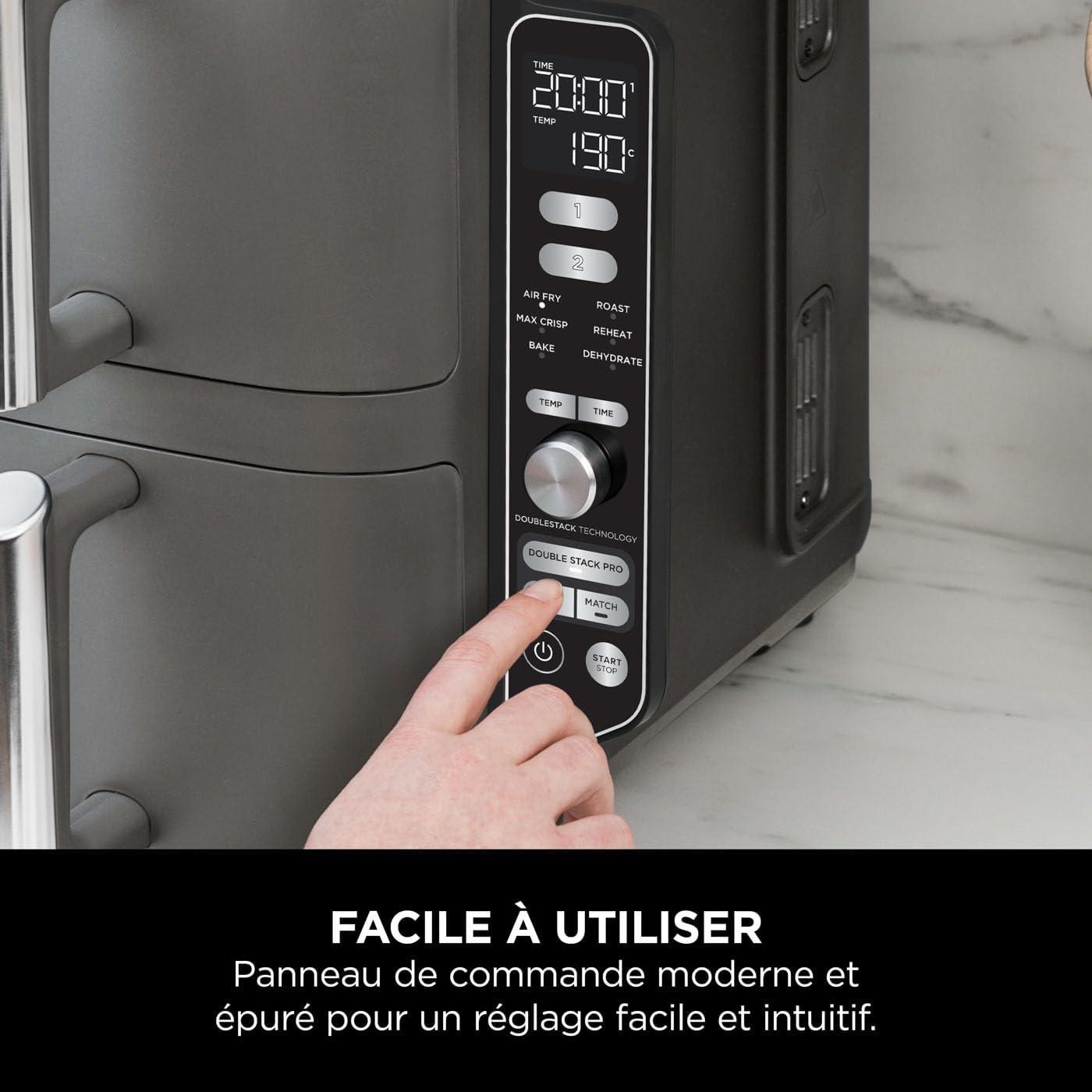imageNINJA Foodi FlexDrawer Air Fryer 2 Compartiments Avec Sparateur Amovible Grande Capacit 104L Air Fryer 7en1 Max 240C Pices Antiadhsives Amovibles Lavables Au LaveVaisselle NoirGris