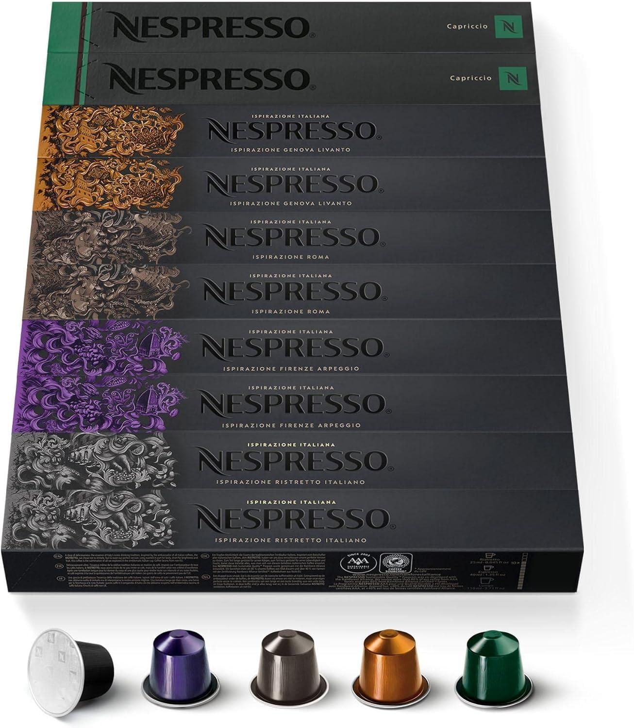 imageNespresso Machine caf Inissia noir Delonghi Original Bundle Top Slection Ispirazione 100 Capsules