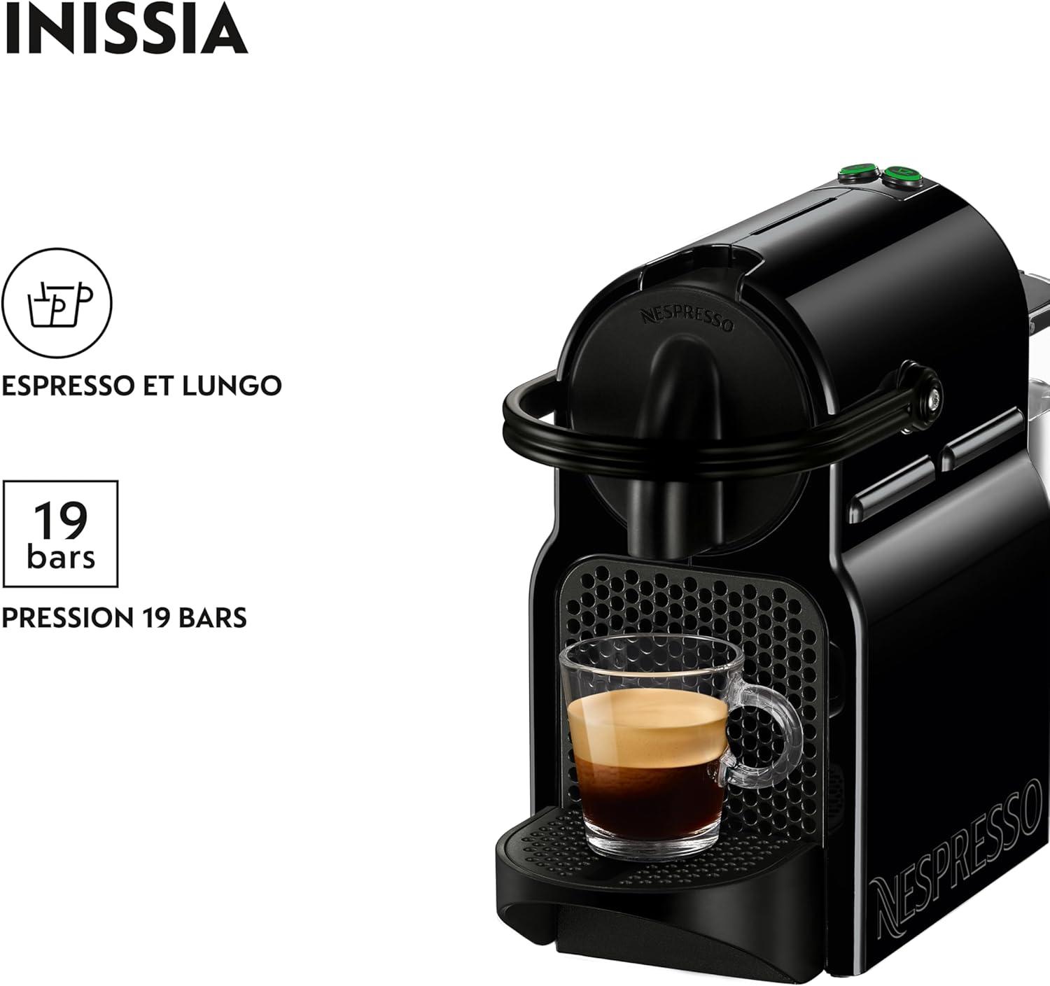 imageNespresso Machine caf Inissia noir Delonghi Original Bundle Top Slection Ispirazione 100 Capsules