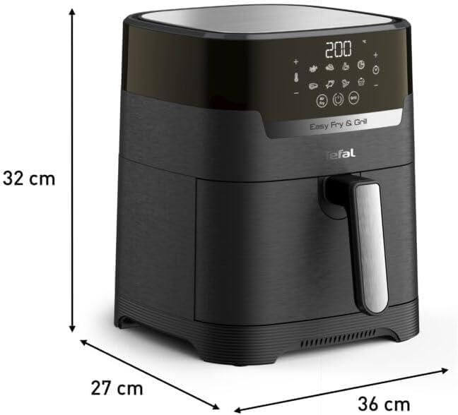 imageTefal EY401D Easy Fry Deluxe Friteuse Air Chaud 1500 W Capacit 42 l XL avec 6 Programmes Automatiques cran Numrique Minuterie Frites pour 6 Portions en Acier InoxydableNoirNoir