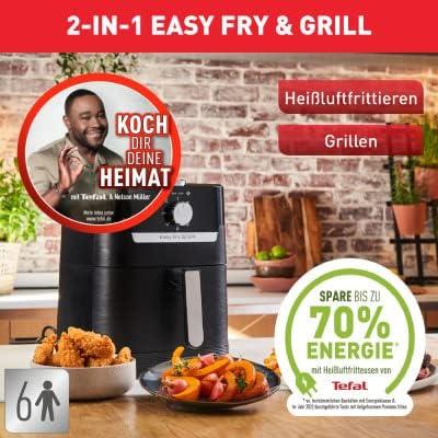 imageTefal EY401D Easy Fry Deluxe Friteuse Air Chaud 1500 W Capacit 42 l XL avec 6 Programmes Automatiques cran Numrique Minuterie Frites pour 6 Portions en Acier InoxydableNoirNoir