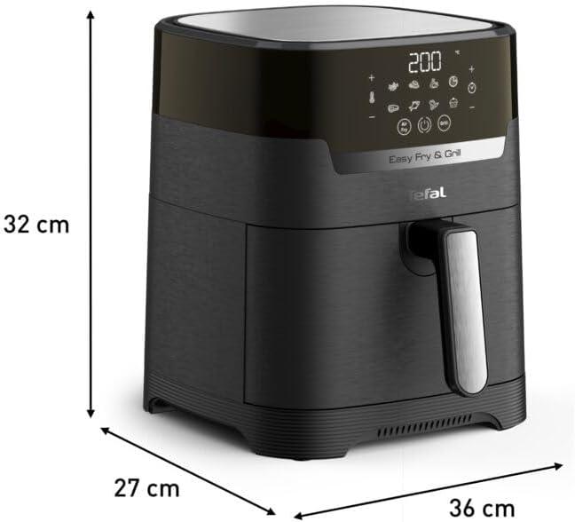 imageTefal EY401D Easy Fry Deluxe Friteuse Air Chaud 1500 W Capacit 42 l XL avec 6 Programmes Automatiques cran Numrique Minuterie Frites pour 6 Portions en Acier InoxydableNoirNoir