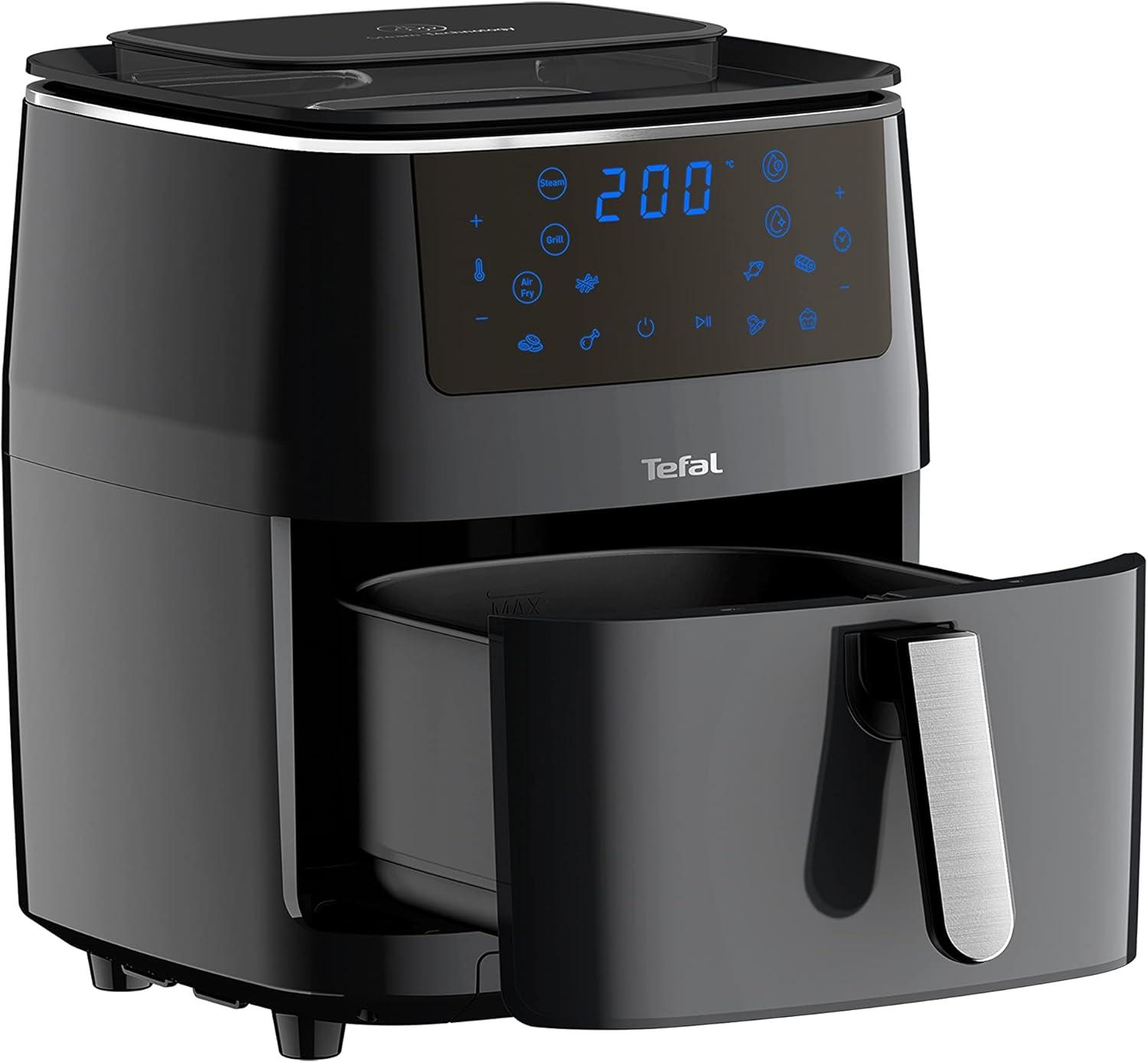imageTefal EY401D Easy Fry Deluxe Friteuse Air Chaud 1500 W Capacit 42 l XL avec 6 Programmes Automatiques cran Numrique Minuterie Frites pour 6 Portions en Acier InoxydableNoirNoir