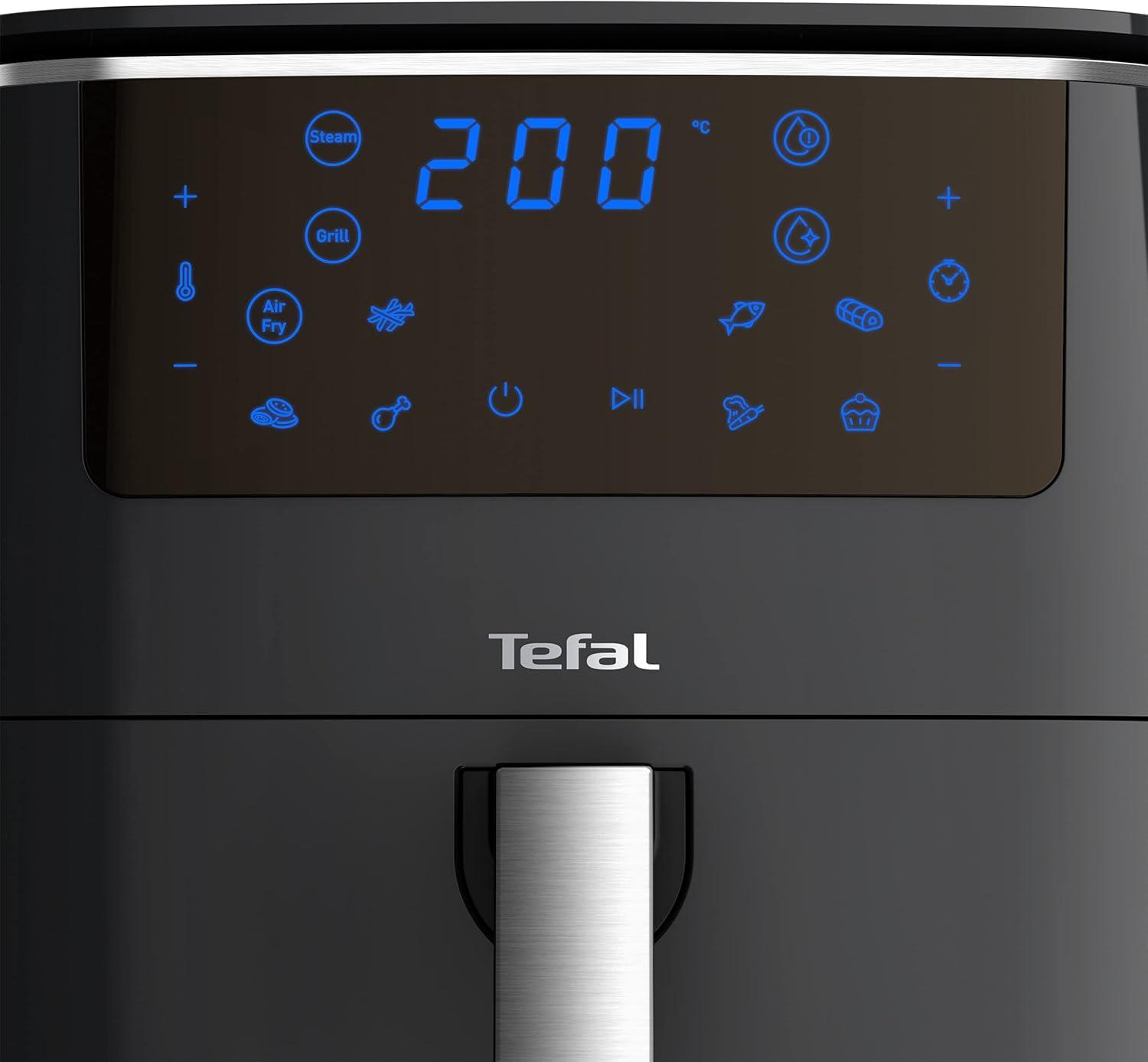 imageTefal EY401D Easy Fry Deluxe Friteuse Air Chaud 1500 W Capacit 42 l XL avec 6 Programmes Automatiques cran Numrique Minuterie Frites pour 6 Portions en Acier InoxydableNoirNoir