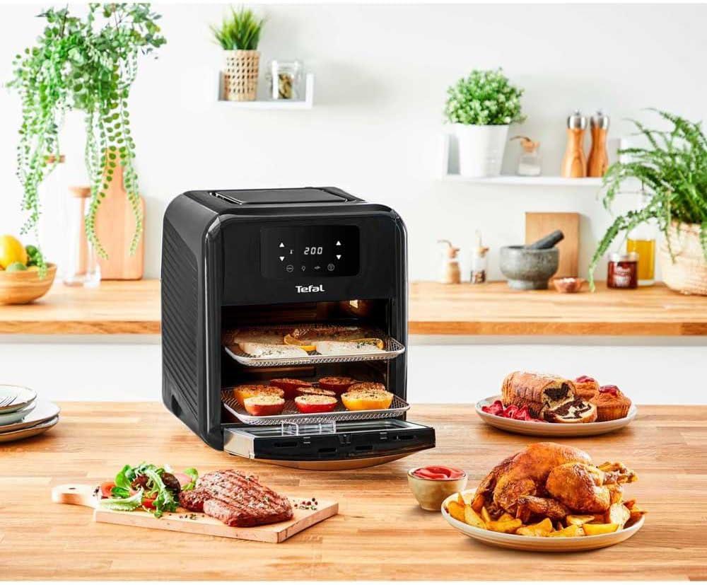 imageTefal EY401D Easy Fry Deluxe Friteuse Air Chaud 1500 W Capacit 42 l XL avec 6 Programmes Automatiques cran Numrique Minuterie Frites pour 6 Portions en Acier InoxydableNoirBlack