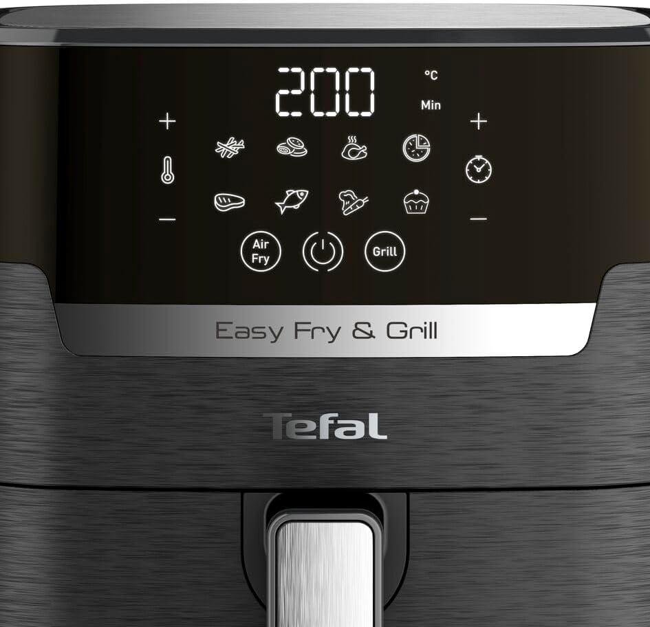 imageTefal EY401D Easy Fry Deluxe Friteuse Air Chaud 1500 W Capacit 42 l XL avec 6 Programmes Automatiques cran Numrique Minuterie Frites pour 6 Portions en Acier InoxydableNoirNoir
