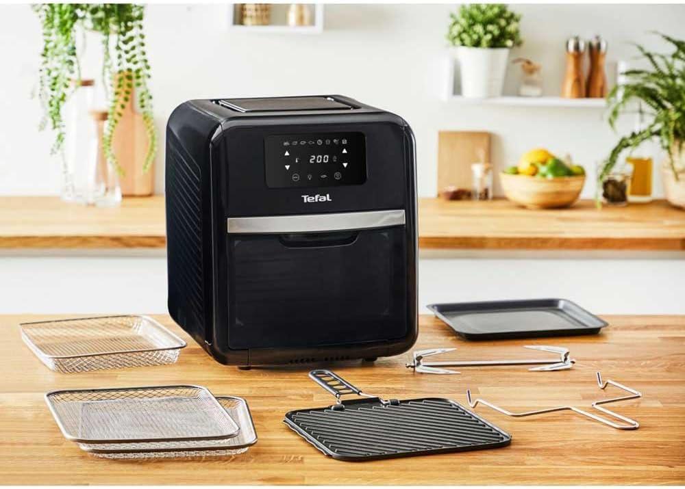 imageTefal EY401D Easy Fry Deluxe Friteuse Air Chaud 1500 W Capacit 42 l XL avec 6 Programmes Automatiques cran Numrique Minuterie Frites pour 6 Portions en Acier InoxydableNoirBlack